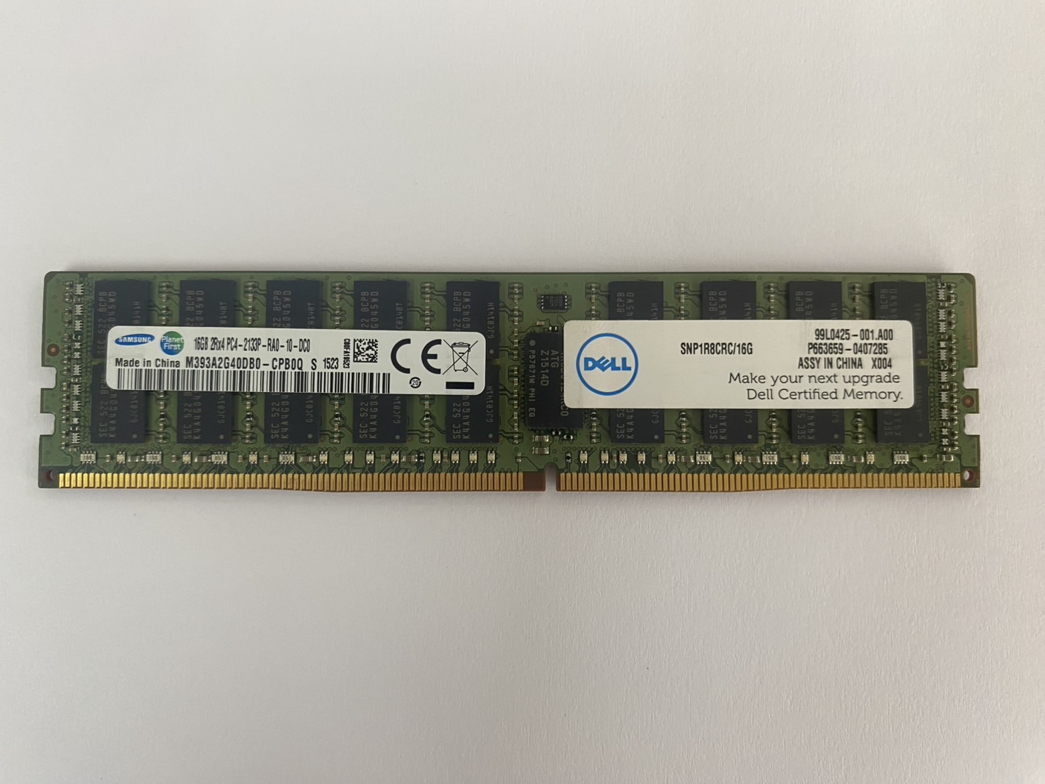 Dell 16GB 2Rx4 PC4-2133P DDR4 Server Memory // SNP1R8CRC/16G / M393A2G40DB0-CPB0Q (Used) // สินค้ารับประกัน โดย บริษัท อะไหล่เซิร์ฟเวอร์ จำกัด