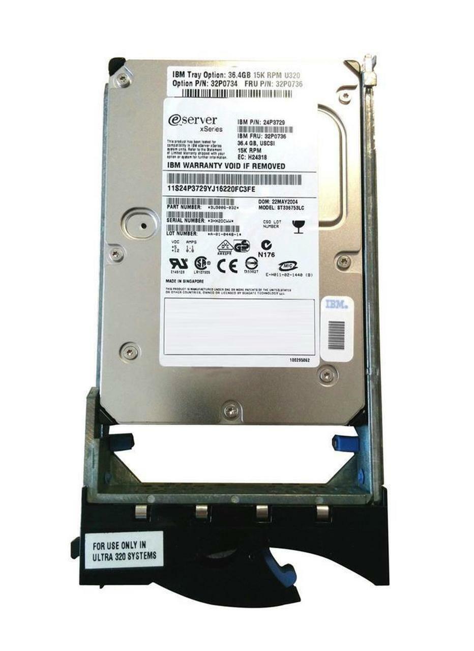 IBM 36GB 15K RPM 3.5" U320 Hard Drive SCSI Hot Swap // 32P0736 / 32P0734 / 24P3729 / ST336753LC (Used) // สินค้ารับประกัน โดย บริษัท อะไหล่เซิร์ฟเวอร์ จำกัด