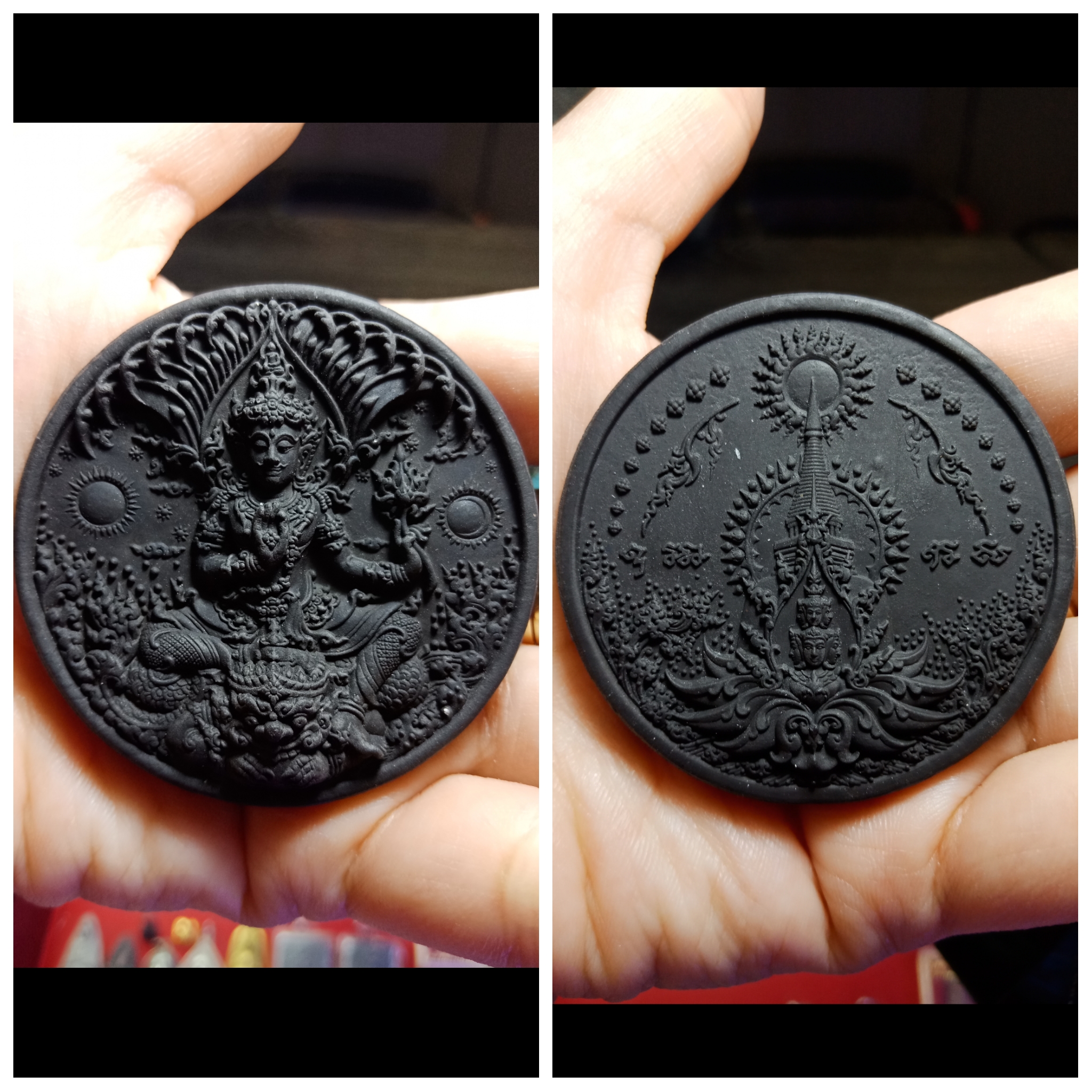 จตุคามรามเทพ รุ่น อภิปัญญามหาเศรษฐี เนื้อผงพุทธคุณ สีดำ พิมพ์ใหญ่ ปี2550 ศิลปะ โดย อาจารย์เฉลิมชัย โฆษิตพิพัฒน์