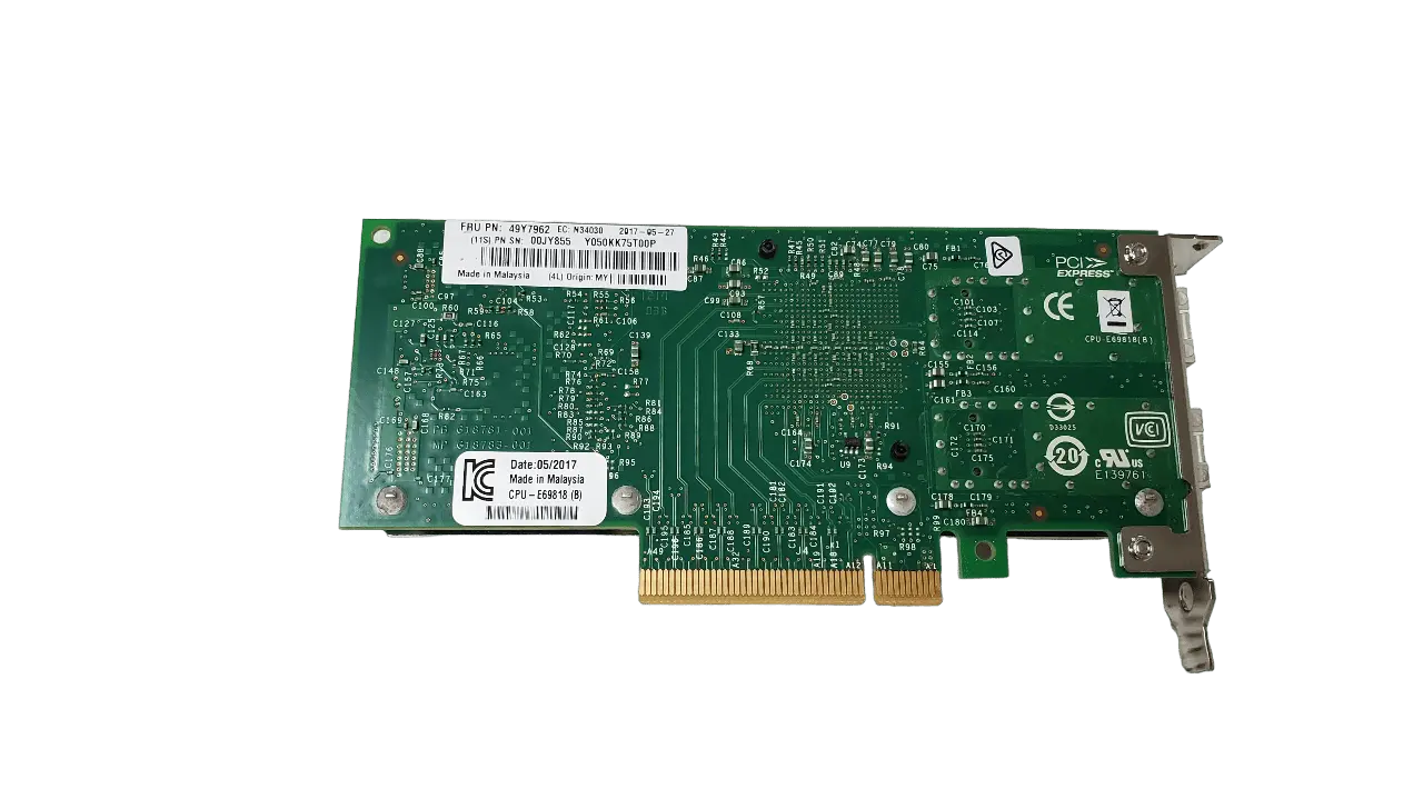 Lenovo Intel X520-DA2 0 of 2 SFP's 10GbE Low Profile Network Card // 49Y7962 (Used) // สินค้ารับประกัน โดย บริษัท อะไหล่เซิร์ฟเวอร์ จำกัด