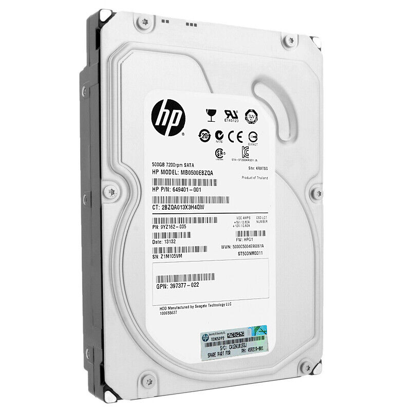 HP 500GB SATA 7200Rpm 3.5'' Inch Hard Drive // HDD 649401-001 / GPN 397377-022 / MB0500EBZQA / 459316-001 / ST500NM0011 (Used) // สินค้ารับประกัน โดย บริษัท อะไหล่เซิร์ฟเวอร์ จำกัด