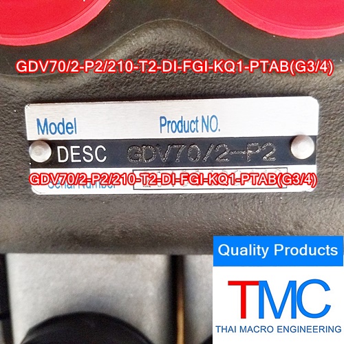 ไฮโดรลิกคอนโทรนวาวล์2แกน6หุนมีcarry over(70-80L)(4,500Psi/310Bar)Quality Products GDV70/2-P2/210-T2-DI-FGI-KQ1-PTAB(G3/4)