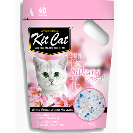 Kit cat Silica Cat Litter Cherry Blossom 5 lt ทรายแมวซิลิกา กลิ่นซากุระ 5 ลิตร