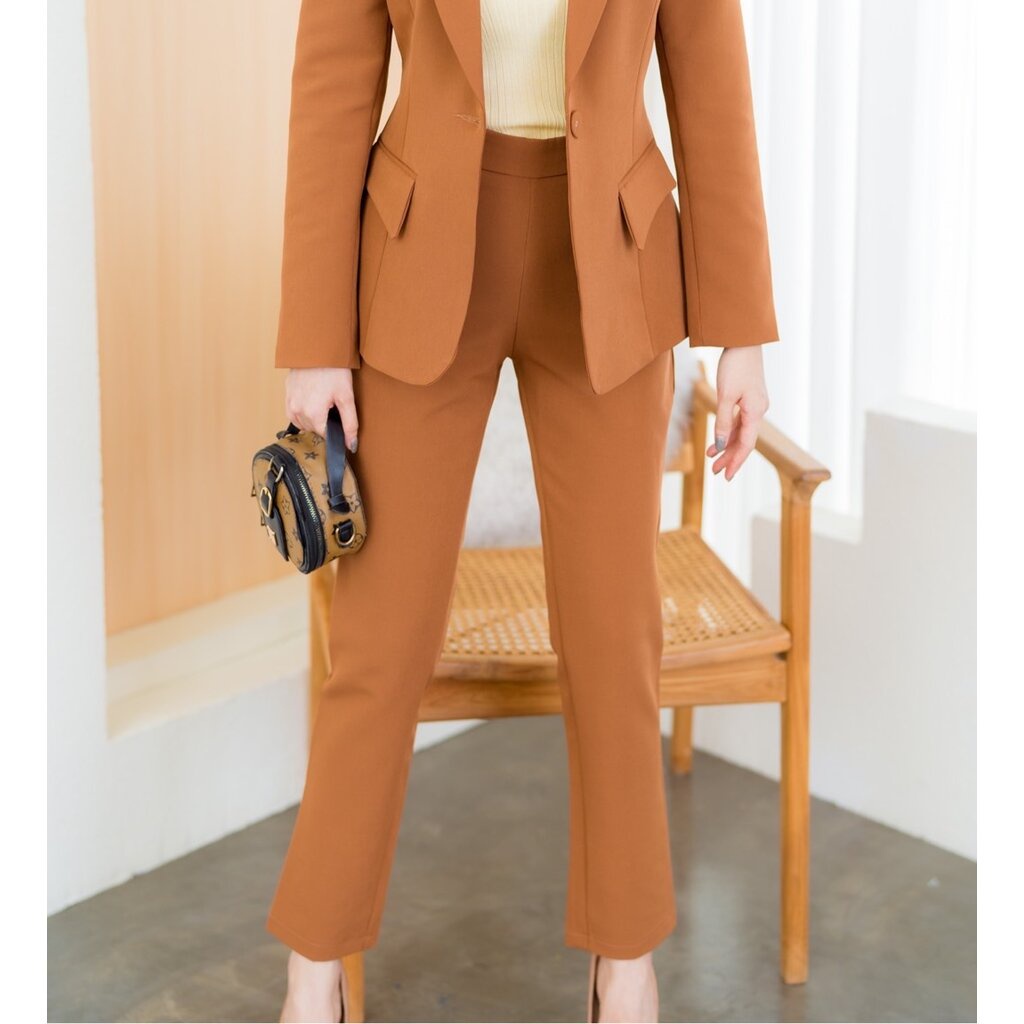 กางเกงขายาวผู้หญิง สีน้ำตาล/แดงสด/กรม Smart Pant รหัส2236-2