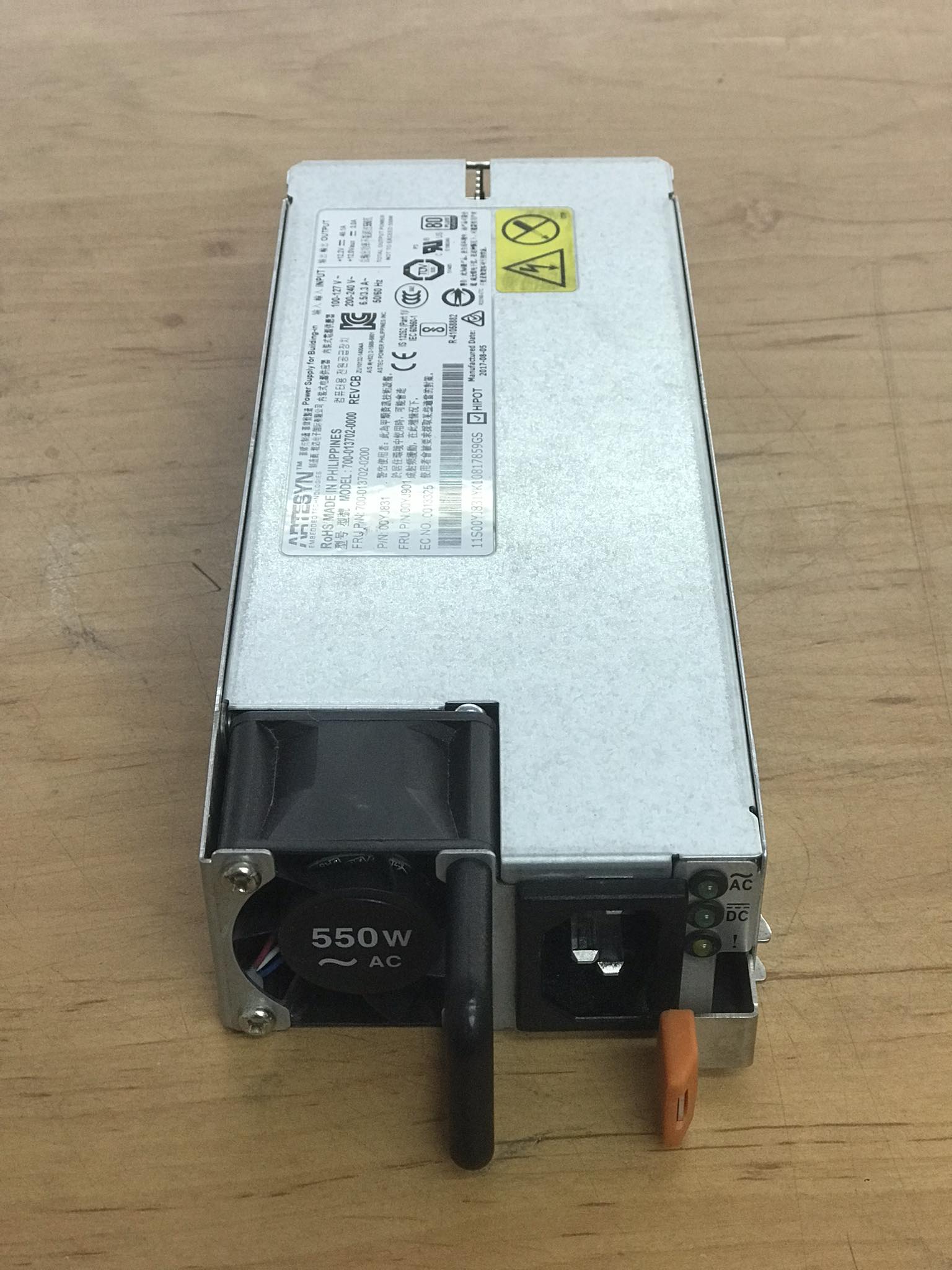 IBM Power Supply 550W AC 80 Plus Platinum For Lenovo System X3550 M5 // 0YJ901 / 00YJ901 (Used) // สินค้ารับประกัน โดย บริษัท อะไหล่เซิร์ฟเวอร์ จำกัด