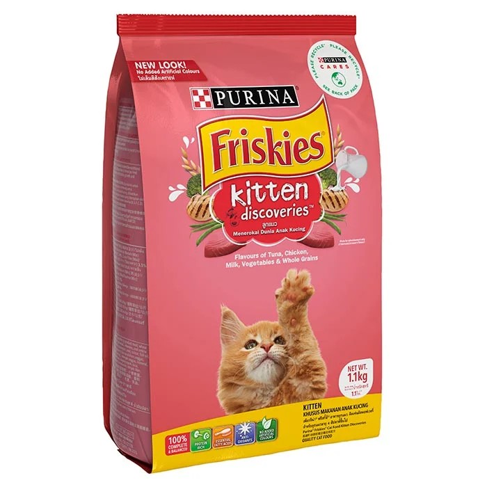 Friskies kitten discoveries 1.1 kg ฟริสกี้ส์ลูกแมวอายุ 1 เดือนขึ้นไป รสไก่และปลา ขนาด 1.1 กก.