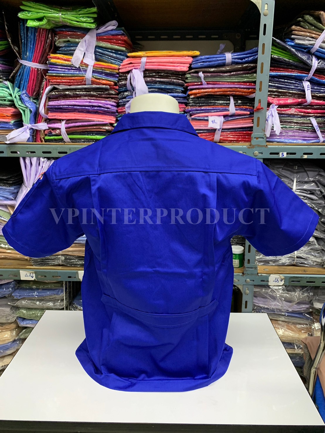 เสื้อช็อปสีพื้น แขนสั้น เสื้อช่าง ขนาด S-2XL ผ้าคอมทวิว รับปักโลโก้