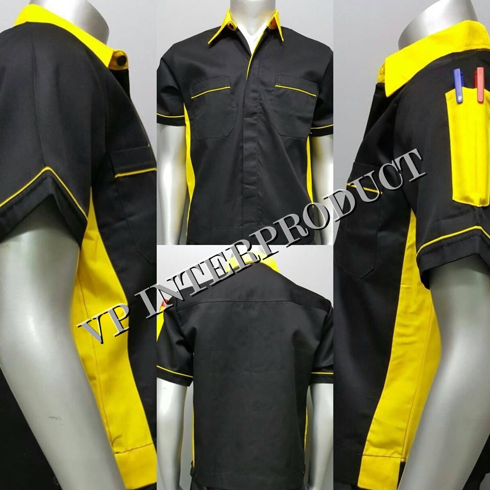 เสื้อช่าง 2 สี เเขนสั้น ผ้าคอมทวิว ไซร์ M-XXL มีสต็อก สินค้าจากโรงงานมาเอง