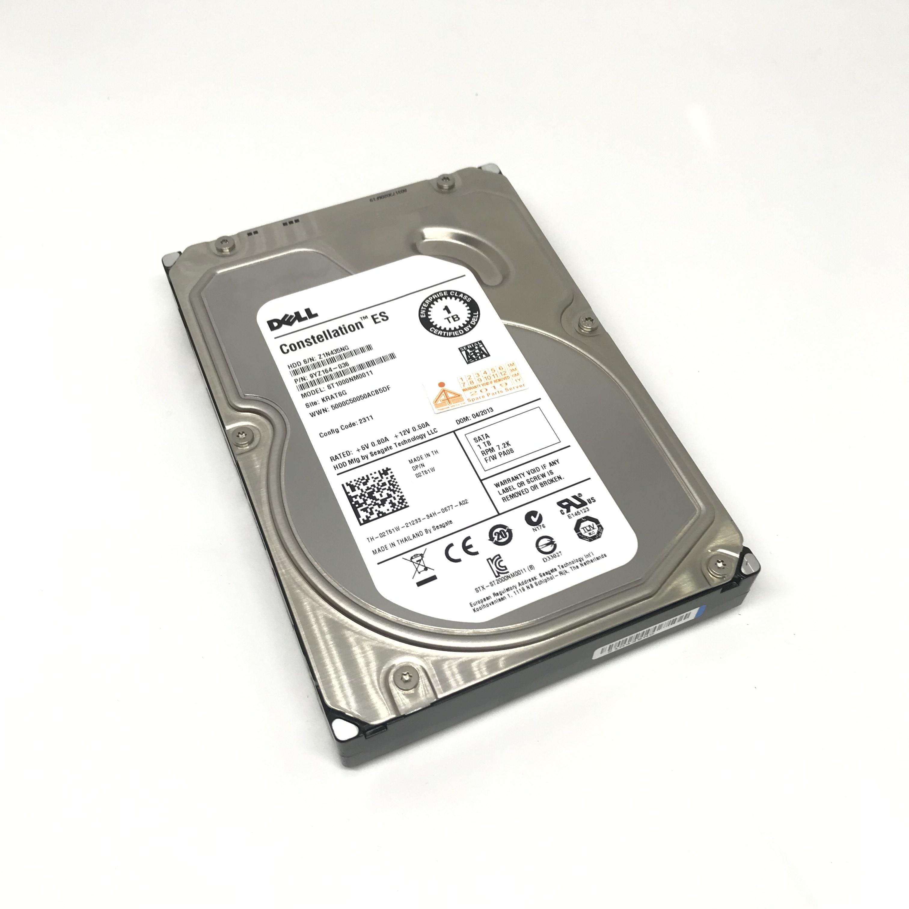 Dell 1TB 7.2K 6G SATA 3.5" Hard Drive // 02T51W / ST1000NM0011 / 9YZ164-037 (Used) // สินค้ารับประกัน โดย บริษัท อะไหล่เซิร์ฟเวอร์ จำกัด