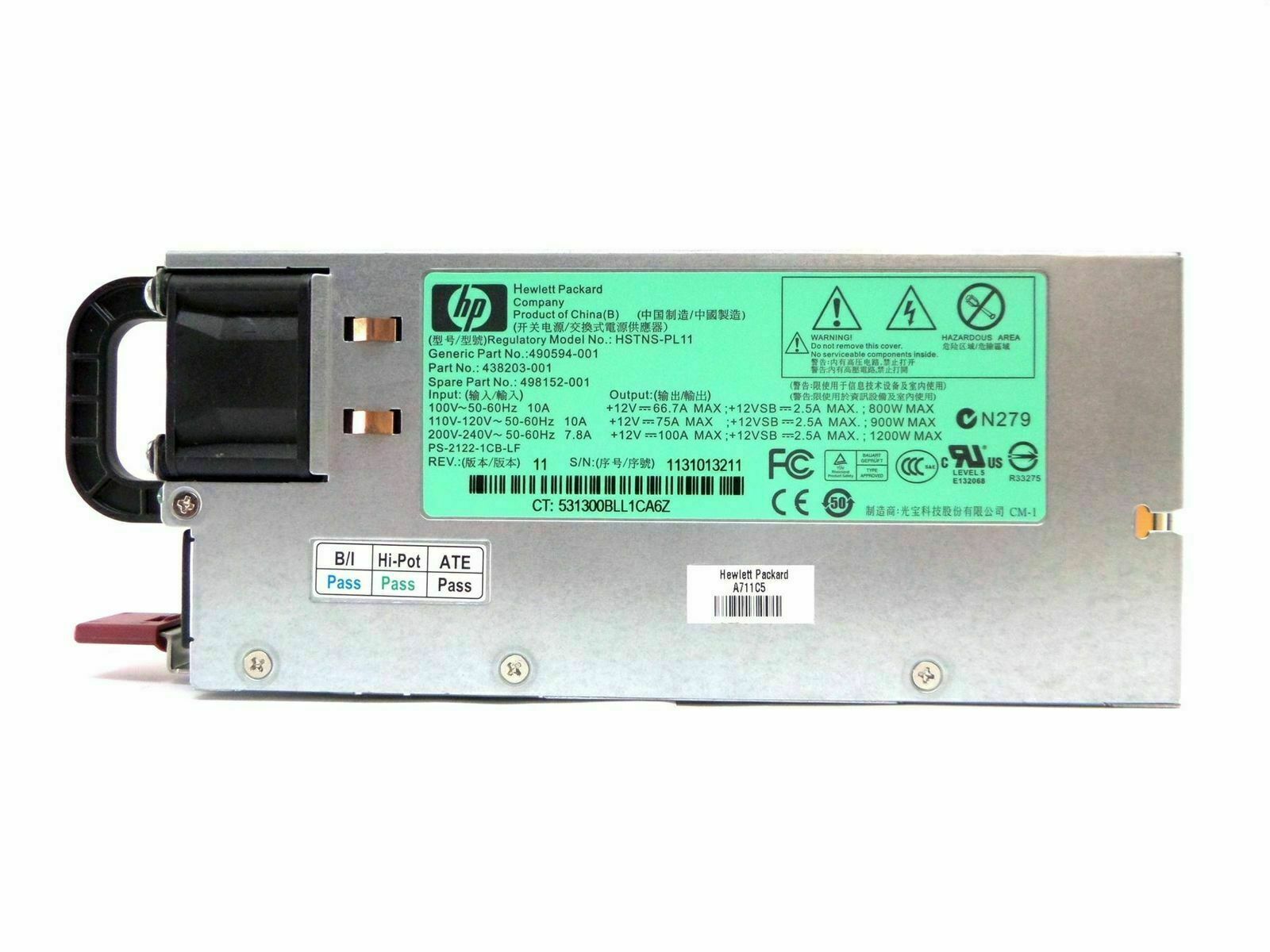 HP 1200W Power Supply DL580G6 G7 // 498152-001 (Used) // สินค้ารับประกัน โดย บริษัท อะไหล่เซิร์ฟเวอร์ จำกัด