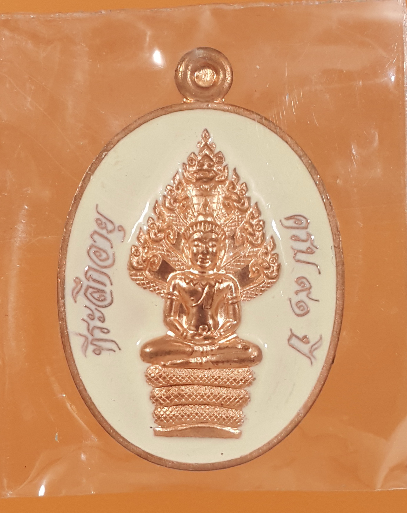 หลวงพ่อคูณ วัดบ้านไร่ เหรียญนาคปรก รุ่น "มหาลาภ 91" (เนื้อทองแดงนอก ลงยาสีขาว)