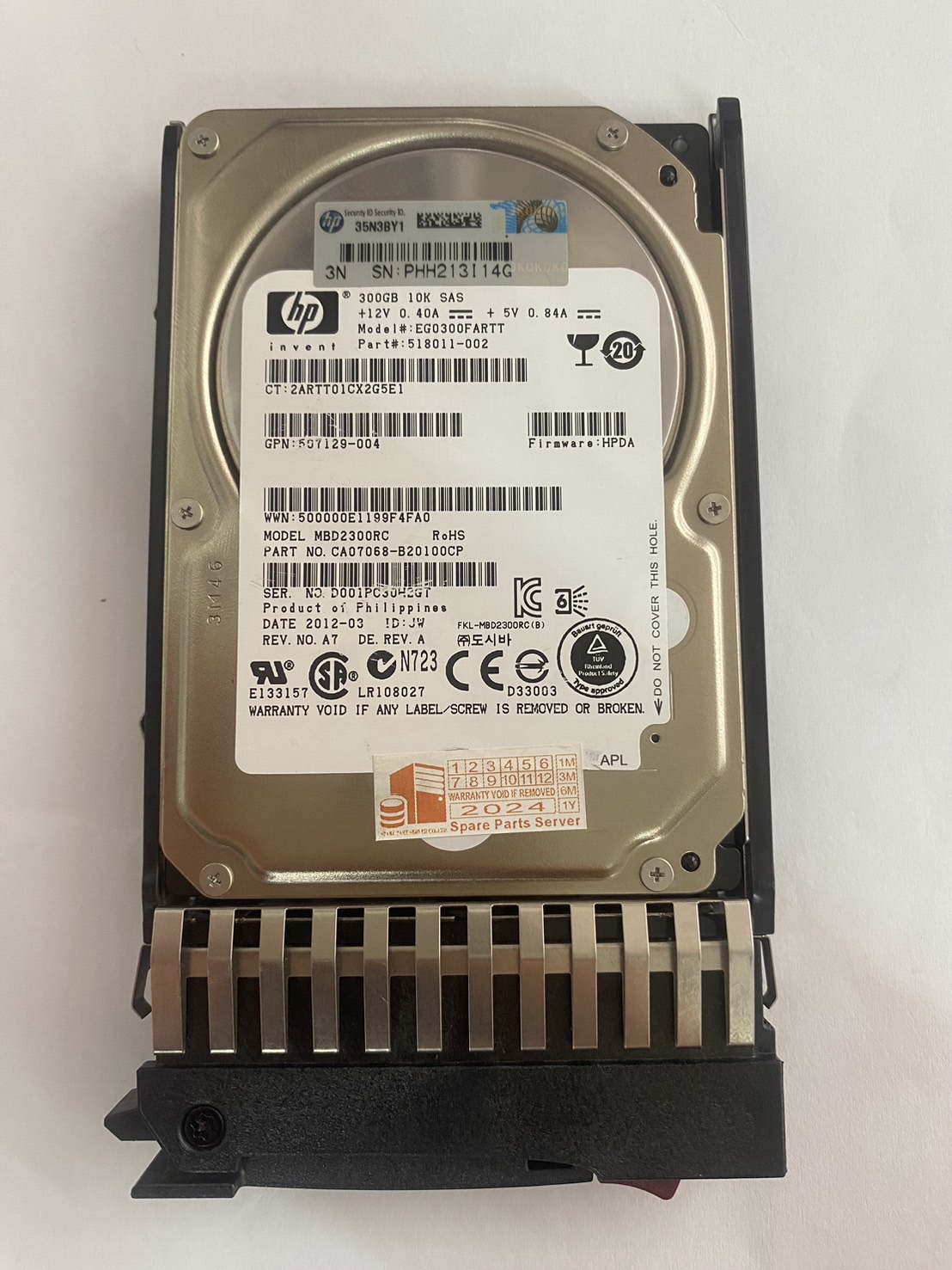 HP 300GB 10K 6G SAS 2.5" Hard Drive // HDD 518011-002 / Tray 507284-001 / GPN 507129-004 / EG0300FARTT / MBD2300RC (Used) // สินค้ารับประกัน โดย บริษัท อะไหล่เซิร์ฟเวอร์ จำกัด