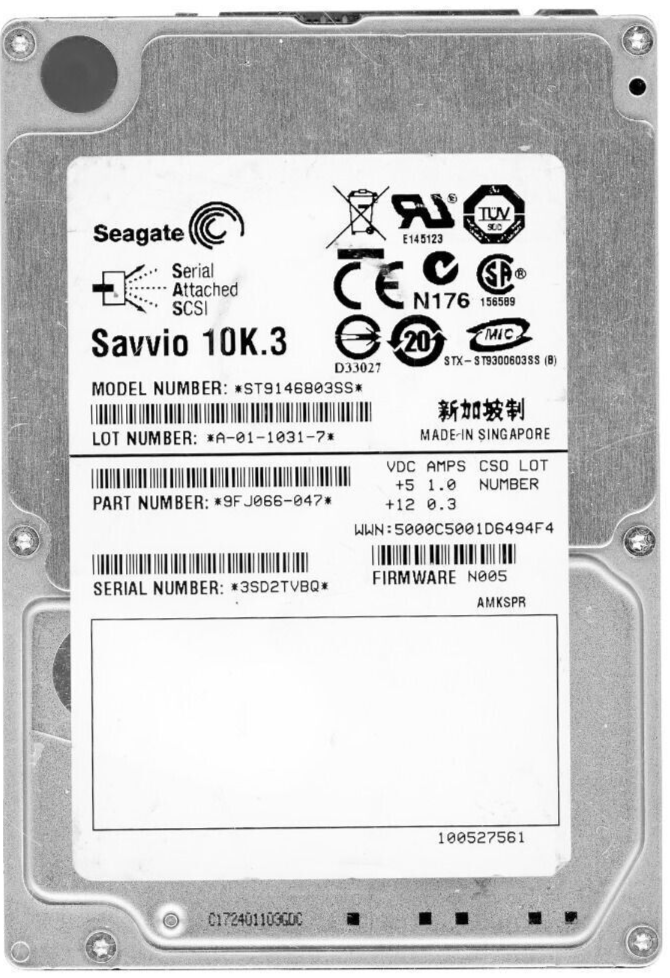 Seagate Savvio 10K.3 146GB 10K 3G SAS 2.5" RPM Hard Disk HDD // ST9146803SS / 9FJ066-047 (Used) // สินค้ารับประกัน โดย บริษัท อะไหล่เซิร์ฟเวอร์ จำกัด