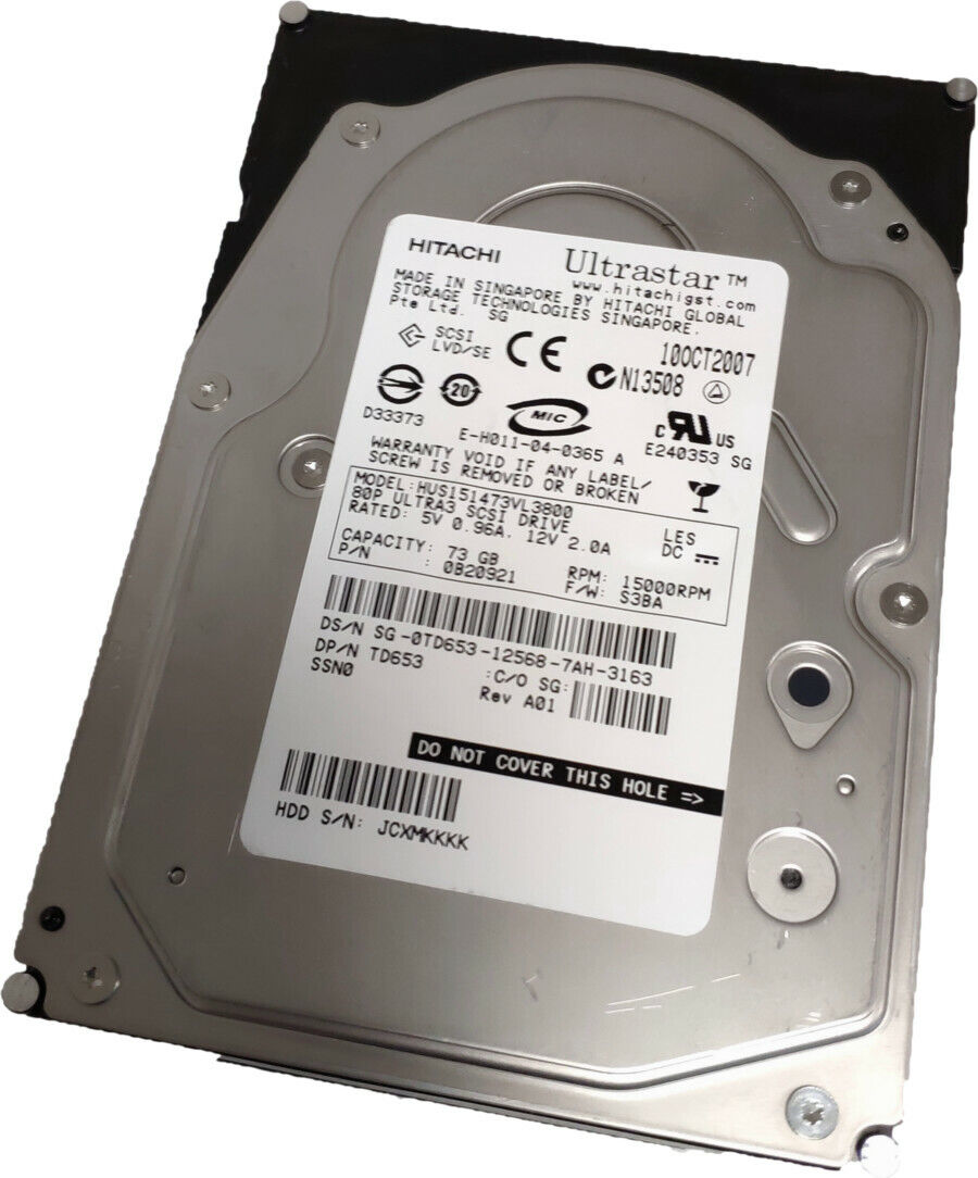 HITACHI Ultrastar 15K 73Gb 15KRpm 3.5" Hard Drive SCSI U320 80Pin // 0B20921 / HUS151473VL3800 (Used) // สินค้ารับประกัน โดย บริษัท อะไหล่เซิร์ฟเวอร์ จำกัด