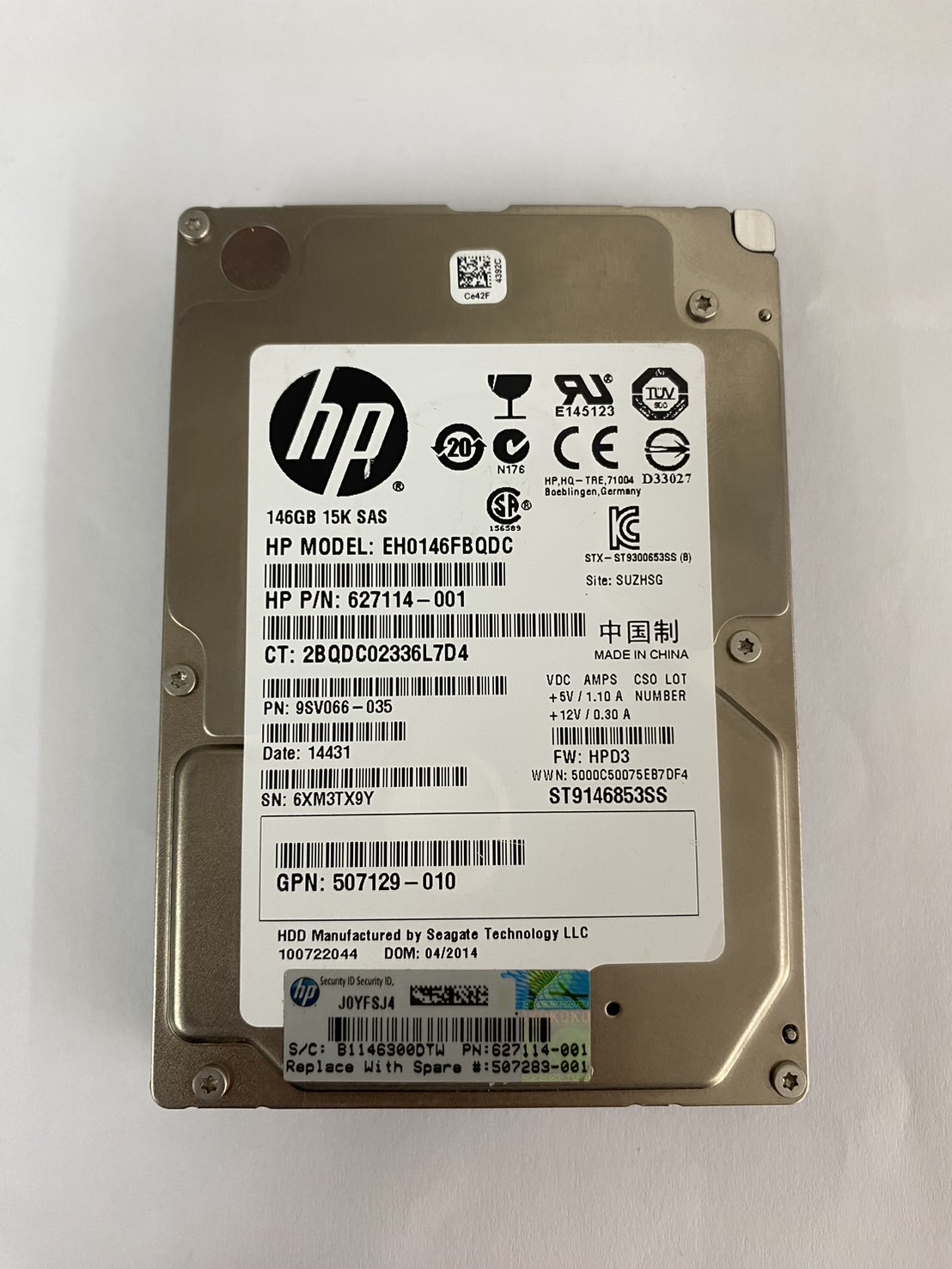 HP 146GB 15K 6G SAS 2.5" Hard Drive // HDD 627114-001 / EH0146FBQDC / ST9146853SS / GPN 507129-010 / 9SV066-035 (Used) // สินค้ารับประกัน โดย บริษัท อะไหล่เซิร์ฟเวอร์ จำกัด