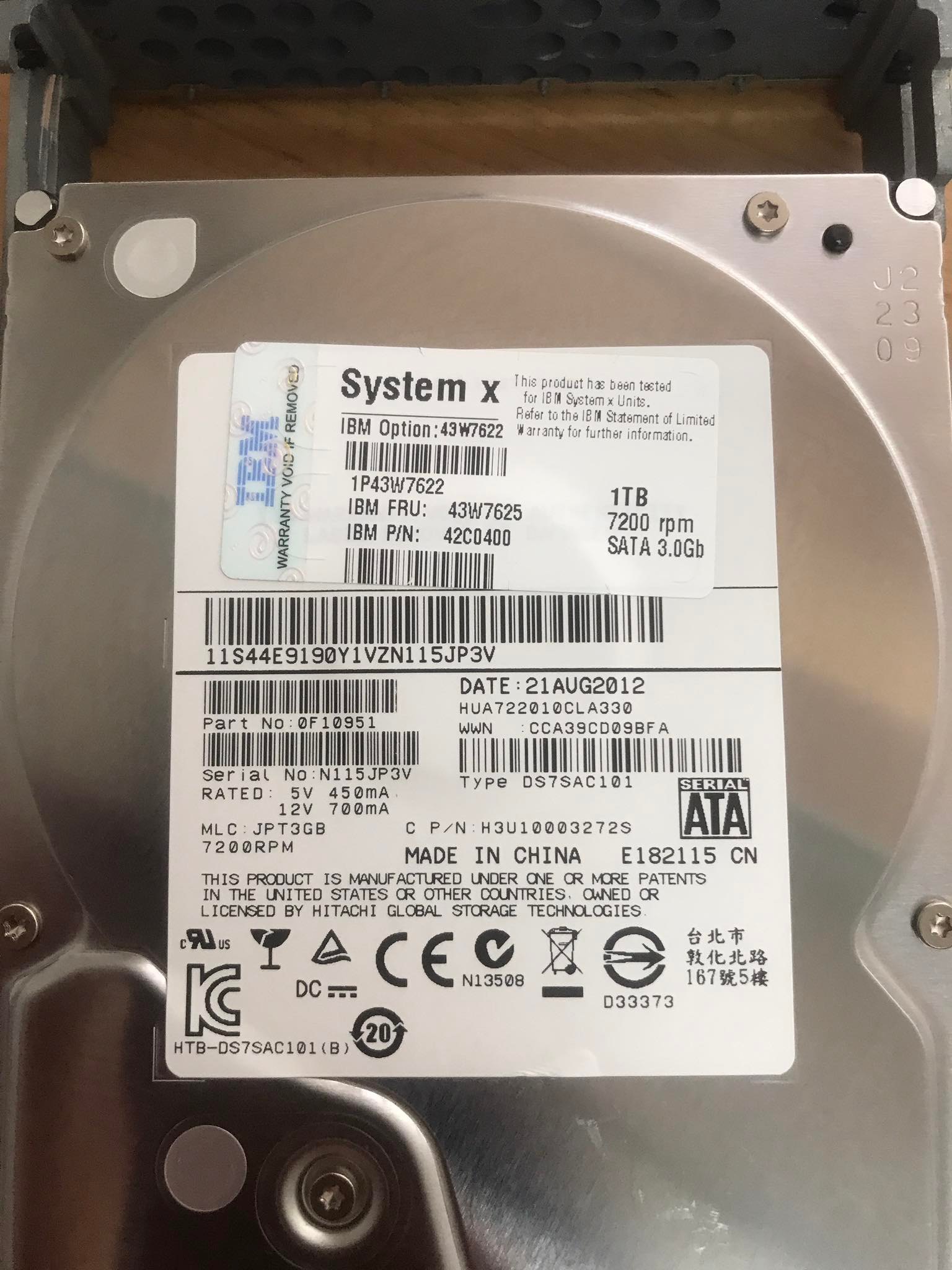 IBM System X 1TB 7.2K SATA 3.5" 3G Hard Disk // 43W7625 / 42C0400 / 43W7622 (Used) // สินค้ารับประกัน โดย บริษัท อะไหล่เซิร์ฟเวอร์ จำกัด