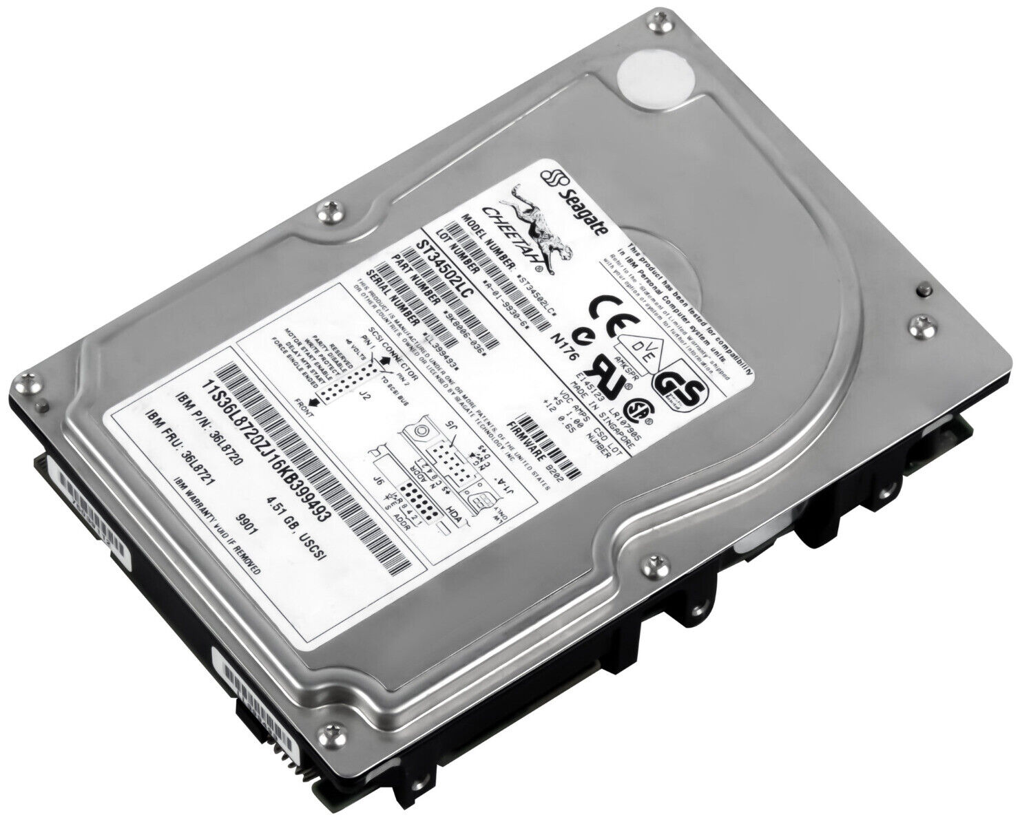 Seagate 4.5GB 10K SCSI 3.5" HDD 80 pin Hard Disk // IBM FRU 36L721 / 36L8720 / ST34502LC (Used) // สินค้ารับประกัน โดย บริษัท อะไหล่เซิร์ฟเวอร์ จำกัด