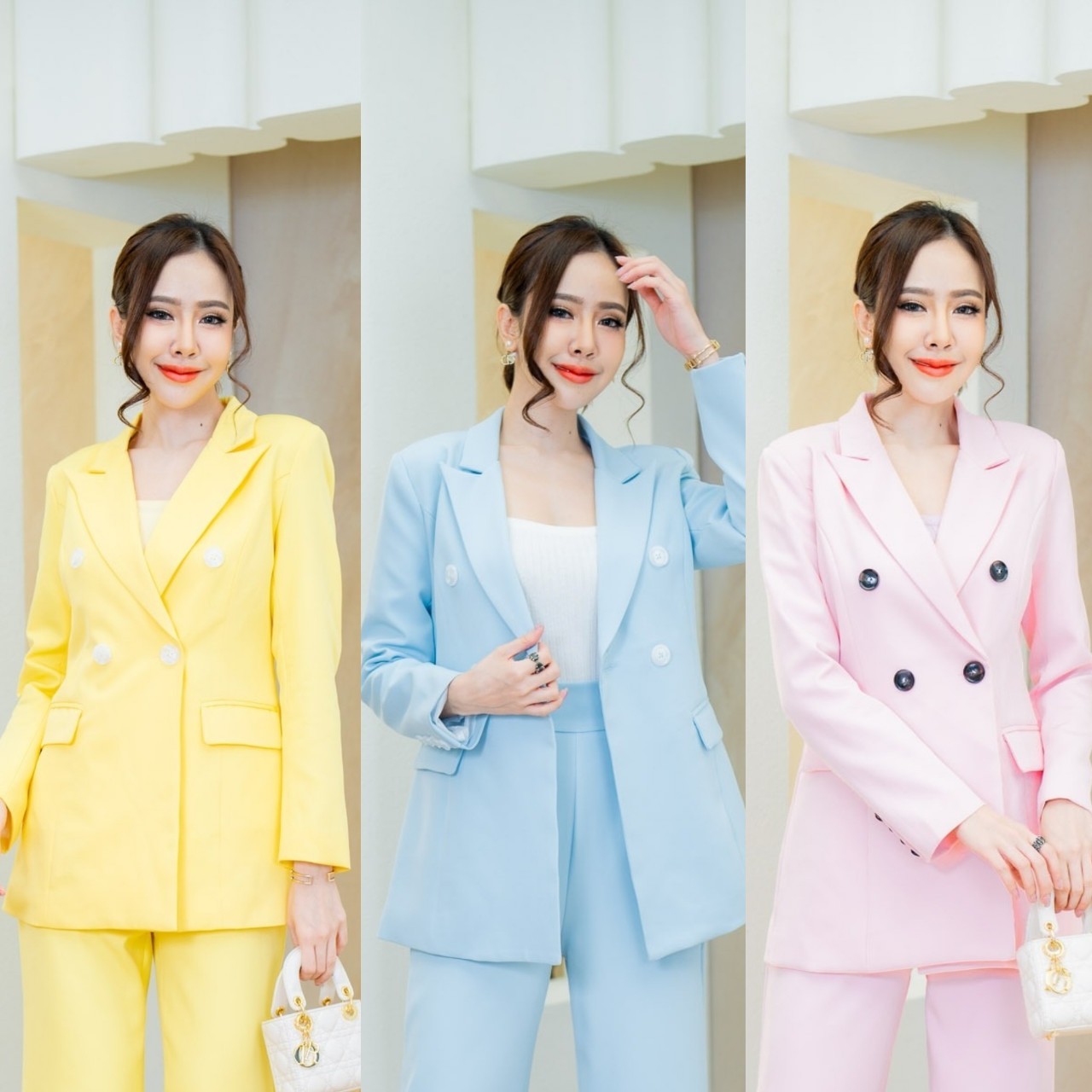 No.2259 เสื้อสูทตัวยาวChicพาสเทล 4B (ไม่รวมกางเกง)
