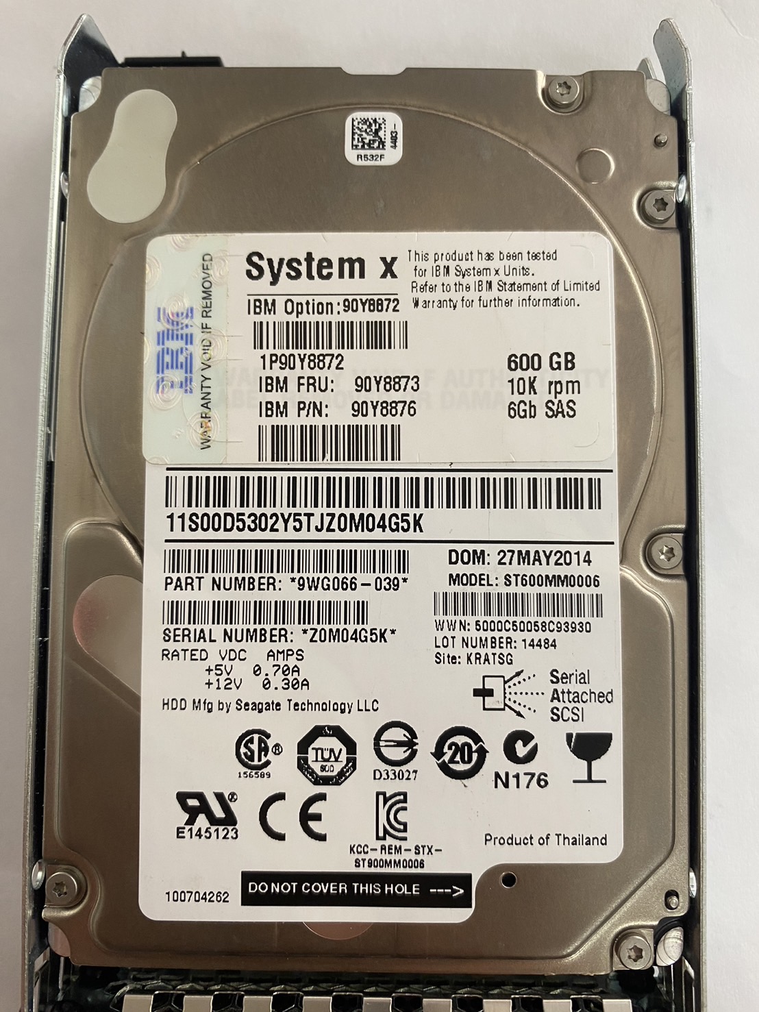 IBM 600GB 10K 6G SAS 2.5" Hard Disk HDD // 90Y8873 / 90Y8872 / 090Y8876 (Used) // สินค้ารับประกัน โดย บริษัท อะไหล่เซิร์ฟเวอร์ จำกัด