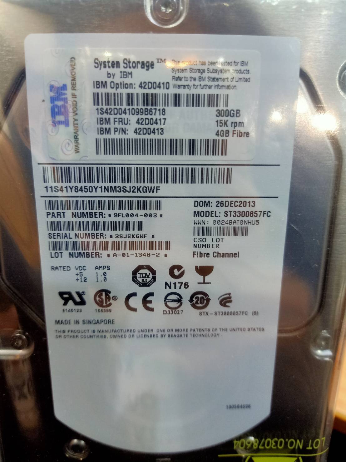 IBM 300GB FC 15K 4GB 3.5" HDD // 42D0417 / 42D0410 / 17P8734 (Used) // สินค้ารับประกัน โดย บริษัท อะไหล่เซิร์ฟเวอร์ จำกัด