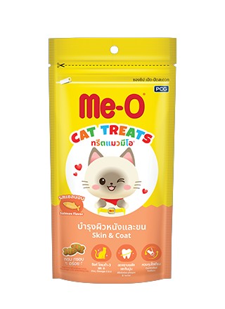 Meo มีโอ ทรีตแมว รสแซลมอน สูตรบำรุงผิวหนังและขน ขนาด 50 กรัม