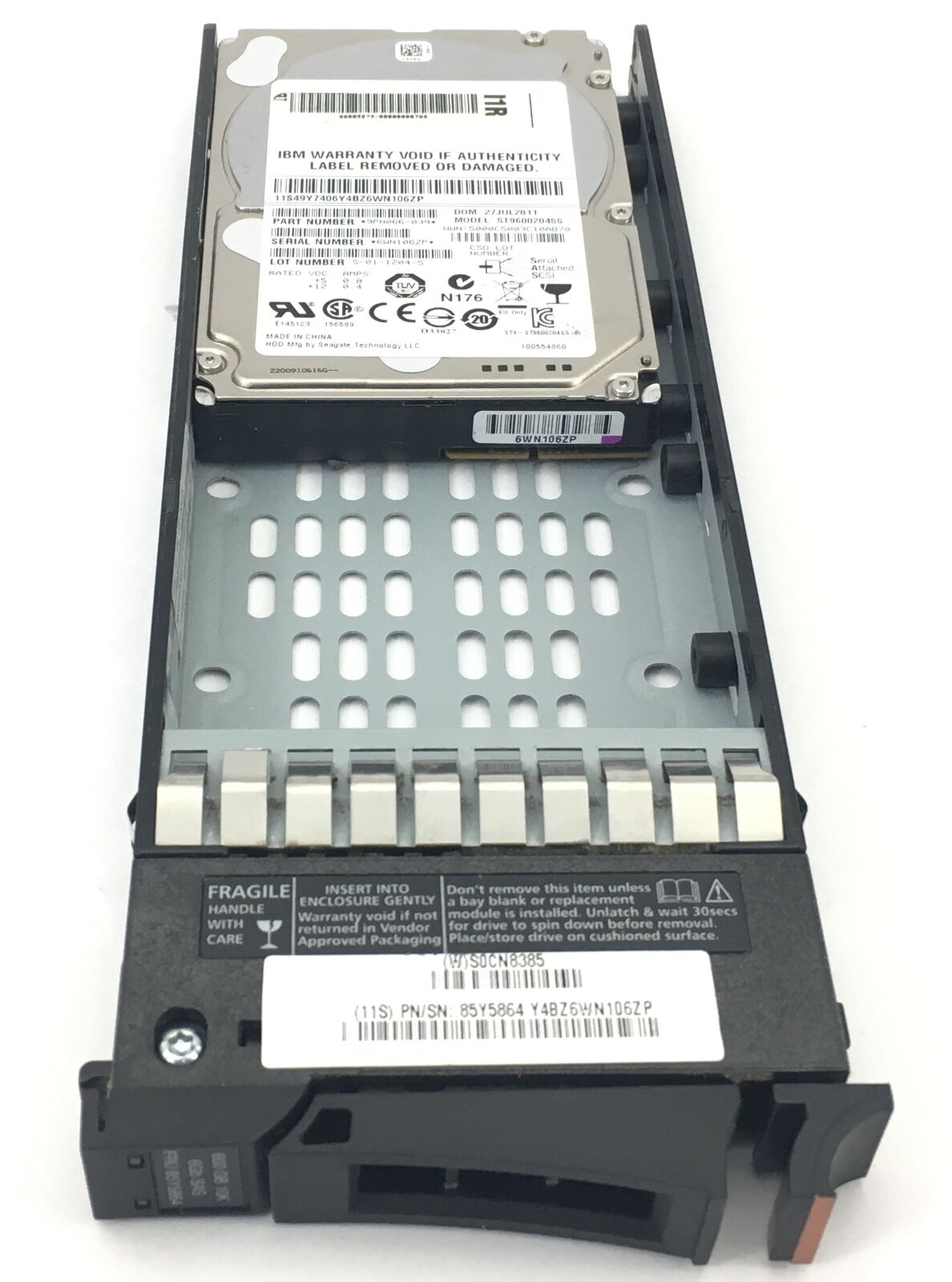 IBM 600GB 10K 6G SAS 2.5" HDD IBM Storage System V7000 // Tray85Y5864 / ST9600204SS / 9PN066-039 (Used) // สินค้ารับประกัน โดย บริษัท อะไหล่เซิร์ฟเวอร์ จำกัด