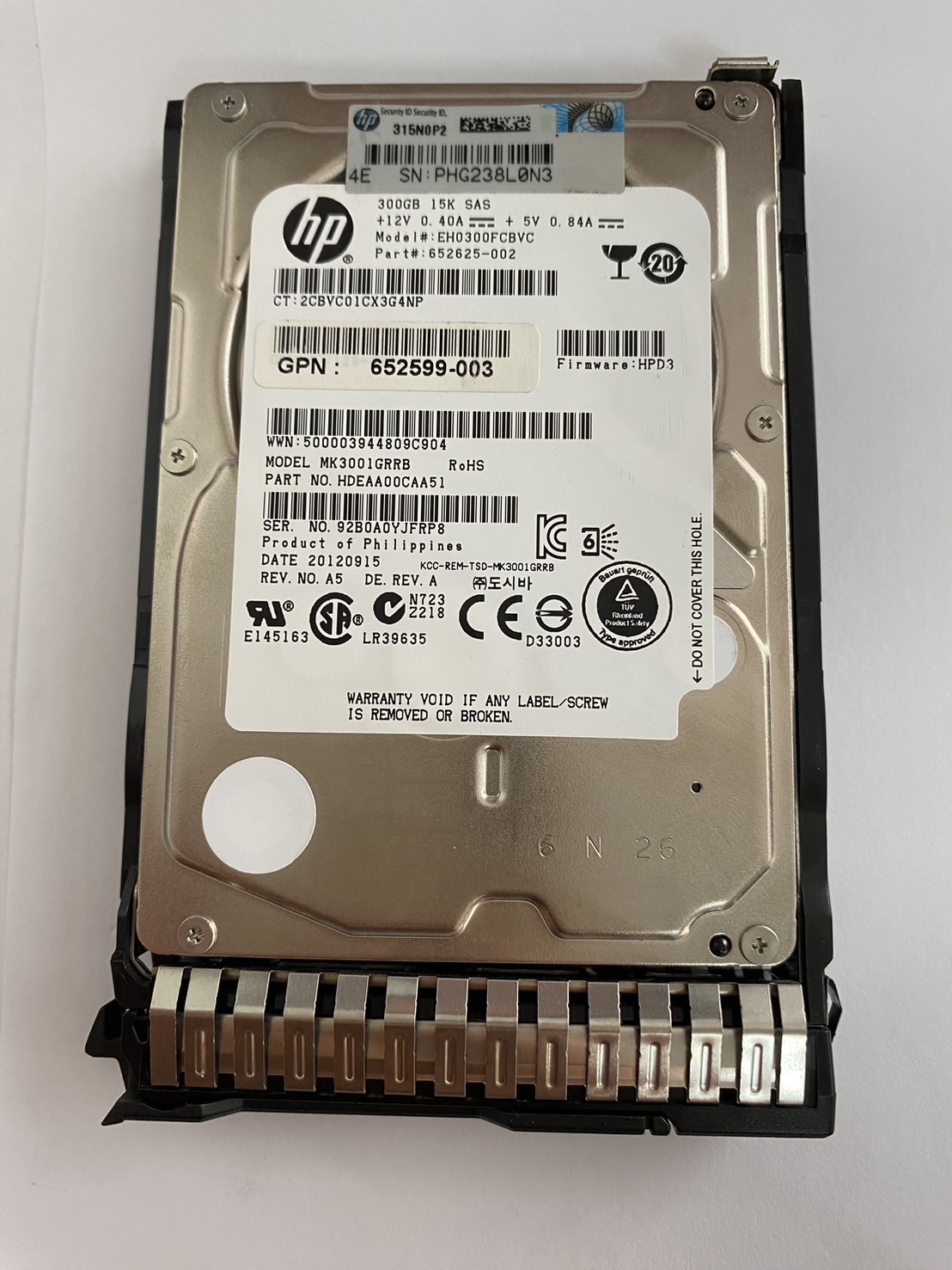 HP 300GB 15K 6G SAS 2.5" SC Hard Drive G8 G9 // HDD 652625-002 / Tray 653960-001 / GPN 652599-003 / EH0300FCBVC / MK3001GRRB (Used) // สินค้ารับประกัน โดย บริษัท อะไหล่เซิร์ฟเวอร์ จำกัด