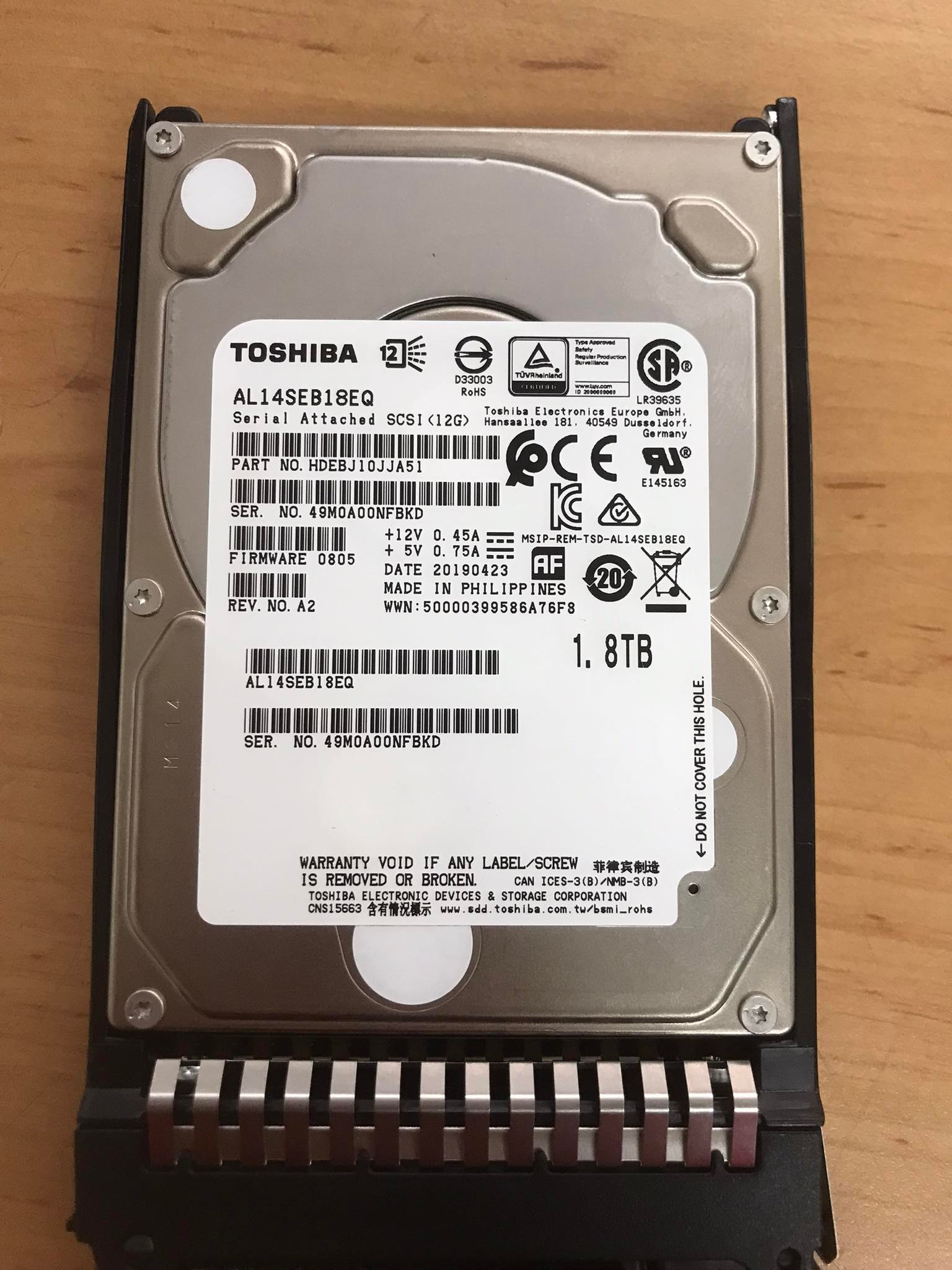 Toshiba 1.8TB 10K 12G SAS 2.5" HDD // AL14SEB18EQ / HDEBJI0JJA51 (Used) // สินค้ารับประกัน โดย บริษัท อะไหล่เซิร์ฟเวอร์ จำกัด