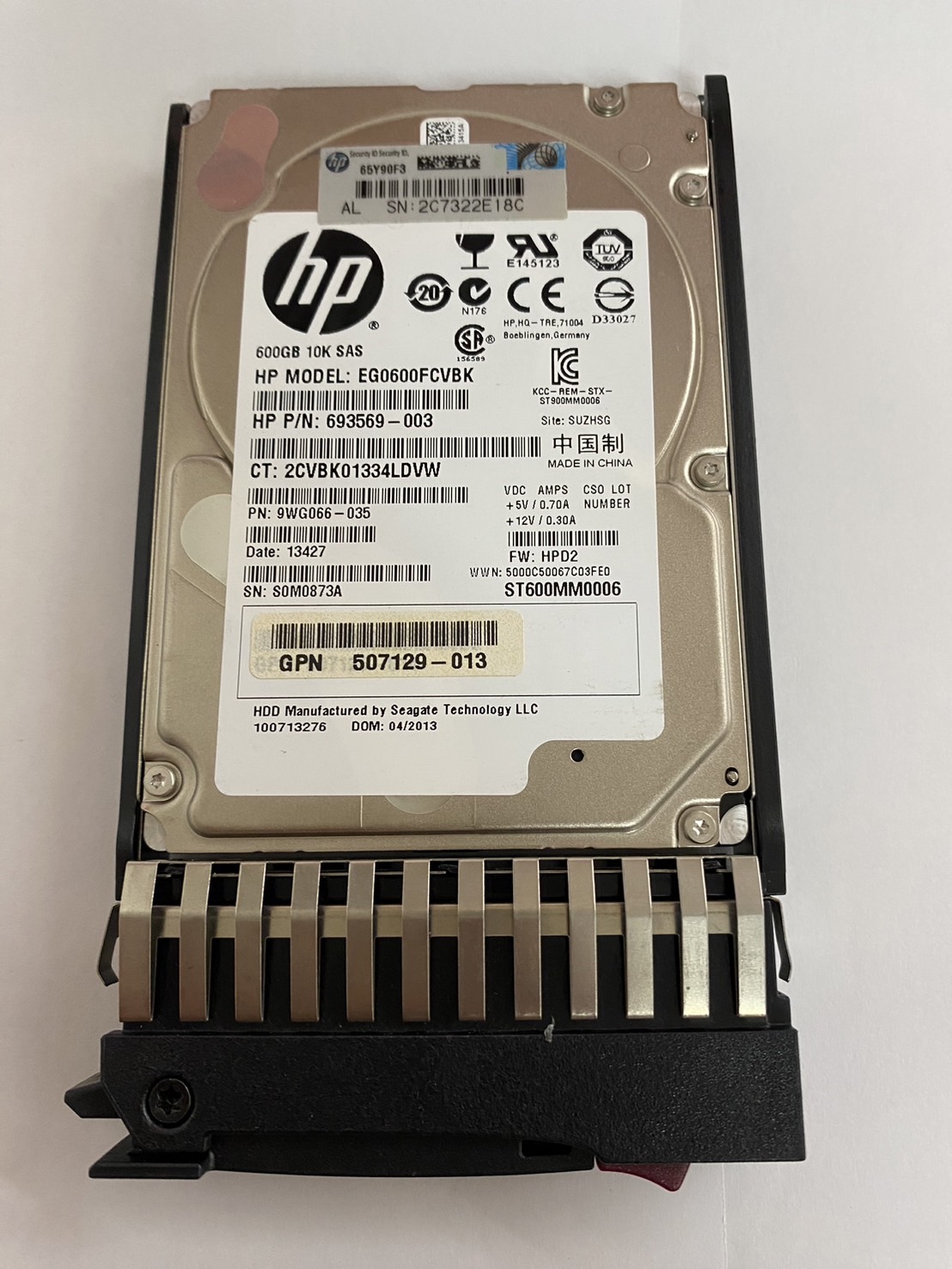 HP 600GB 10K 6G SAS 2.5" SC ENT Hard Drive // HDD 693569-003 / Tray 581311-001 / GPN 507129-013 / ST600MM0006 / EG0600FCVBK / 9WG066-035 (Used) // สินค้ารับประกัน โดย บริษัท อะไหล่เซิร์ฟเวอร์ จำกัด