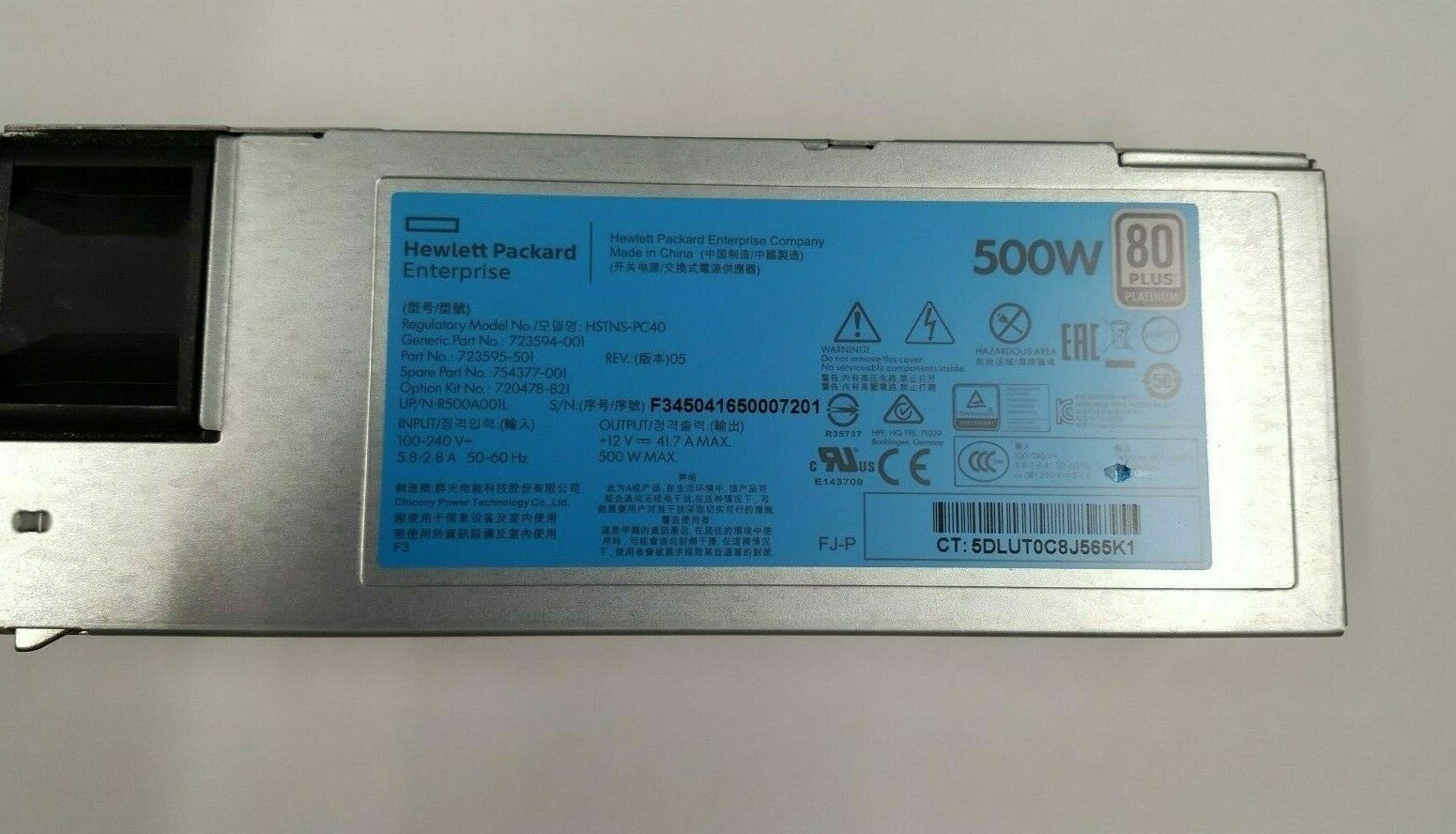 HP Power Supply 500W For DL380 DL360 ML350 G9 Gen9 // 723595-001 / 723594-001 / 720478-B21 / 754377-001 (Used) // สินค้ารับประกัน โดย บริษัท อะไหล่เซิร์ฟเวอร์ จำกัด