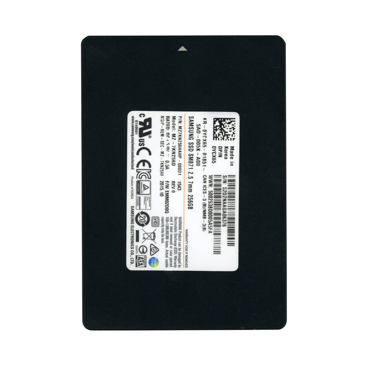 SAMSUNG SM871 256GB SATA 6Gb/s 2.5'' MZ-7KN256D 0YCX65 สินค้ารับประกัน โดย บริษัท อะไหล่เซิร์ฟเวอร์ จำกัด