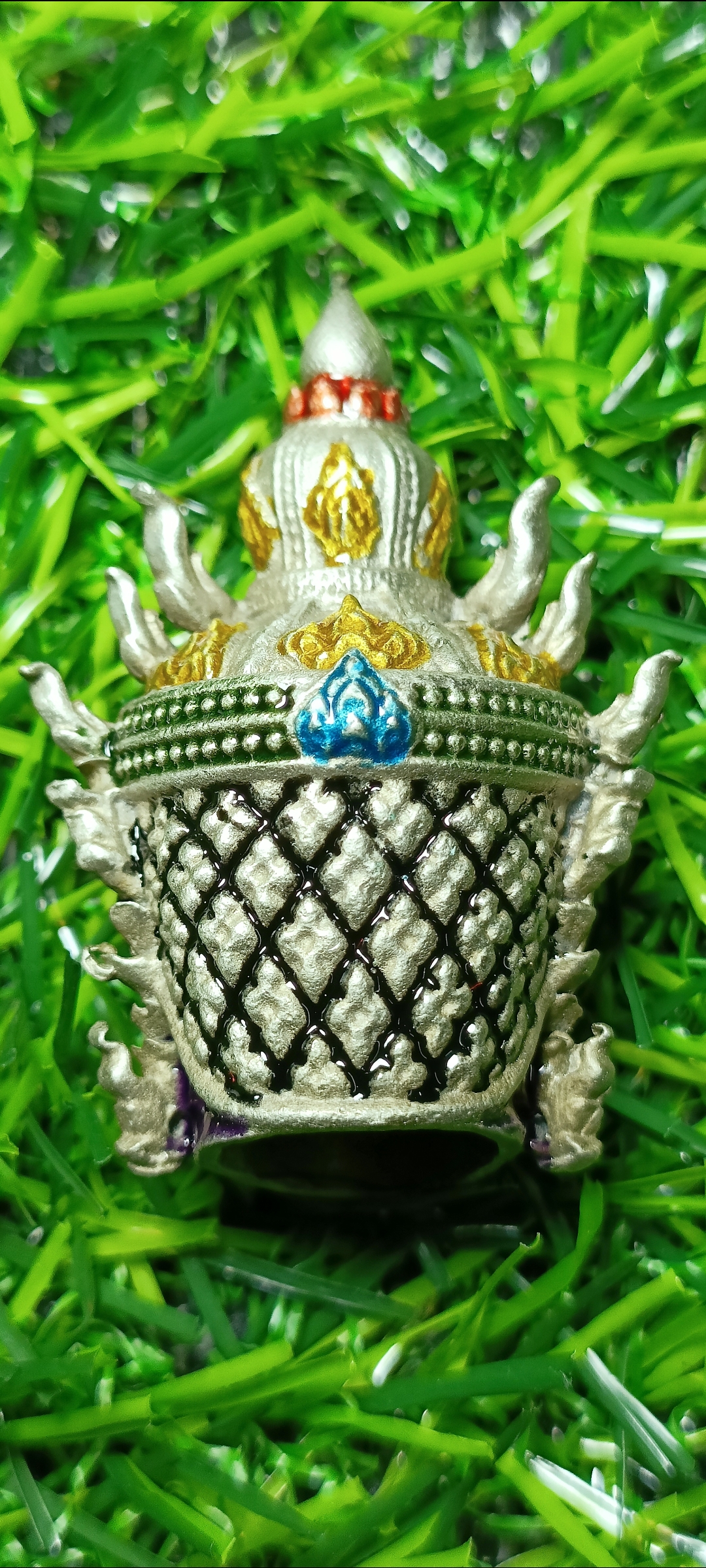 เศียรท้าวเวสสุวรรณ รุ่น บูชาครู เจ้าคุณพัฒน์ วัดห้วยด้วน ปี 65 เนื้ออัลปาก้า ลงยาม่วง