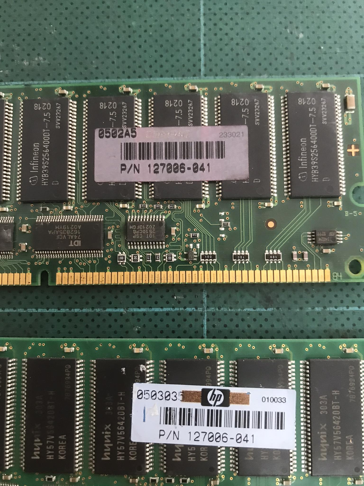 HP 512MB PC133R Sync 133Mhz CL3 ECC REG SDRAM Memory / 127006-041 / HYS72V64300GR/7 // (USED) สินค้ารับประกัน โดย บริษัท อะไหล่เซิร์ฟเวอร์ จำกัด