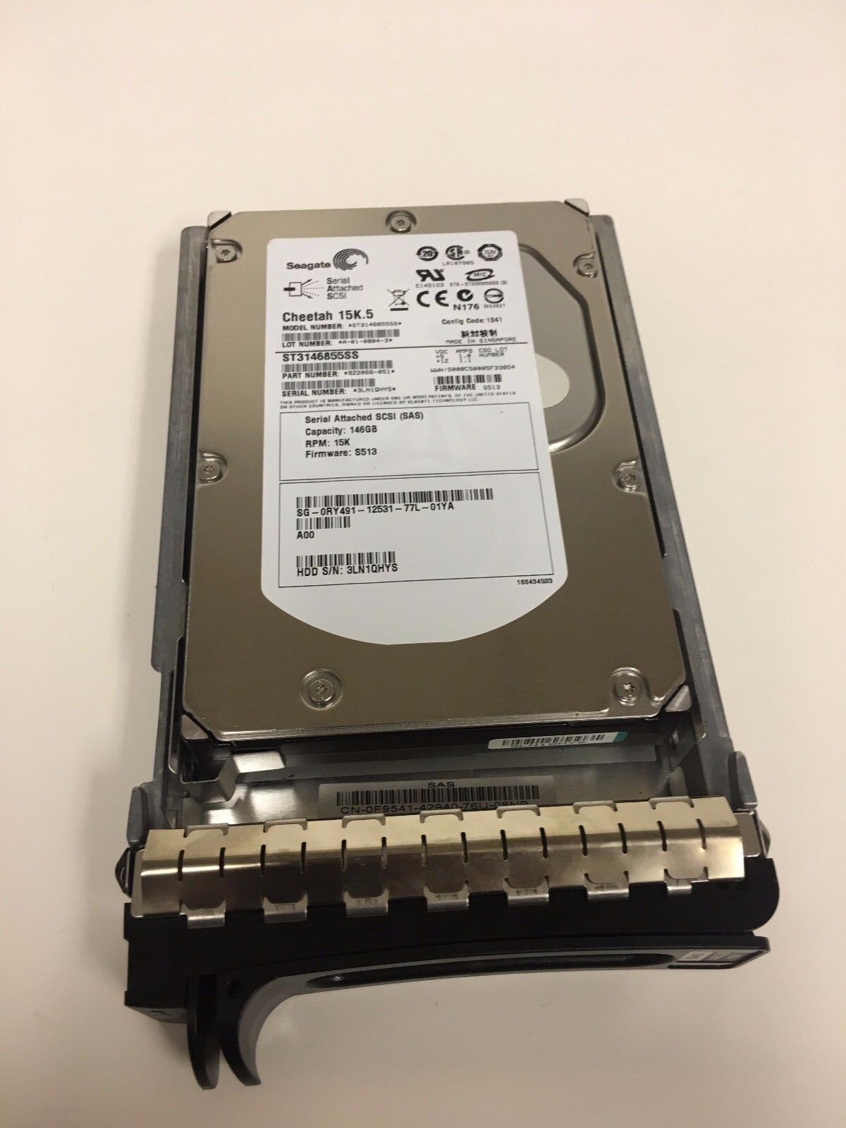 Dell / Seagte 146GB 15K SAS 3.5" Hard Disk Hard Drive W/Tray // 0RY491 / ST3146855SS (Used) // สินค้ารับประกัน โดย บริษัท อะไหล่เซิร์ฟเวอร์ จำกัด