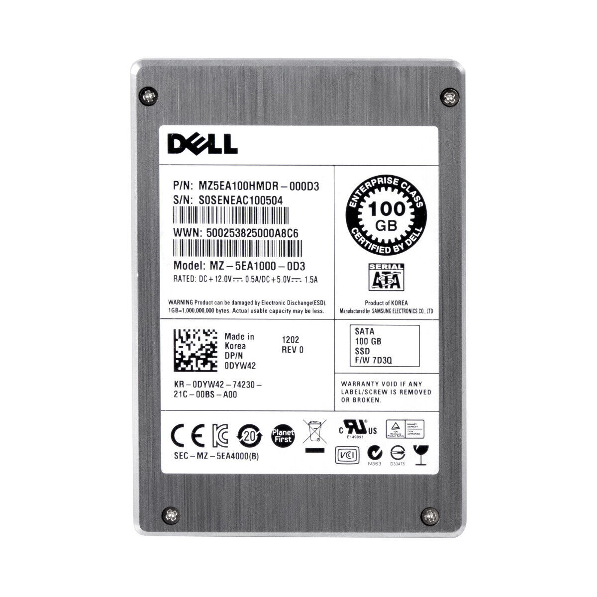 Dell 100GB SSD SATA 2.5'' 3G // 0DYW42 / MZ5EA100HMDR-000D3 (Used) // สินค้ารับประกัน โดย บริษัท อะไหล่เซิร์ฟเวอร์ จำกัด
