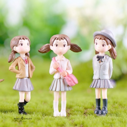 เด็กหญิงชุดนักเรียน ตุ๊กตาเรซิ่นตกแต่งสวน จัดสวนถาด ตกแต่งบ้าน (เลือกแบบ)
