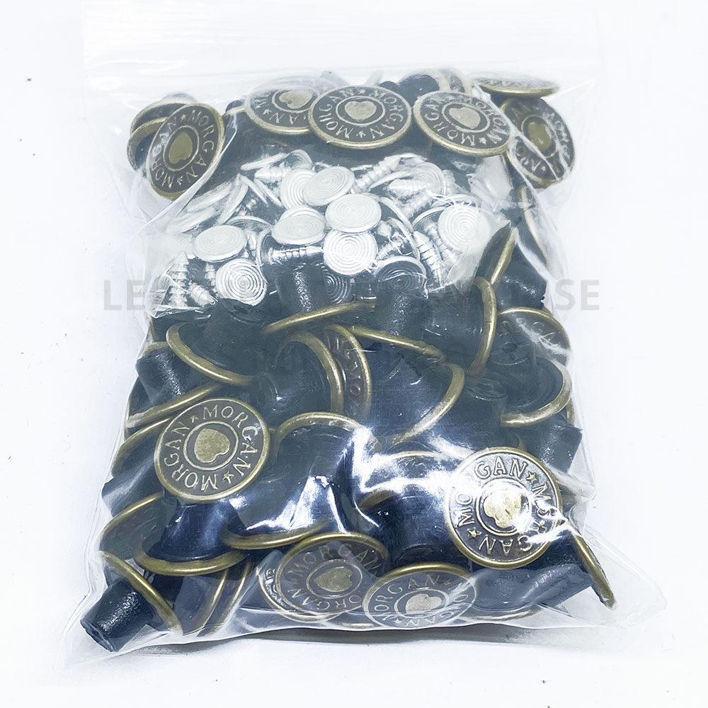 กระดุมยีนส์ 15มิล เนื้อทองเหลือง ลายMORGAN 100ชุด