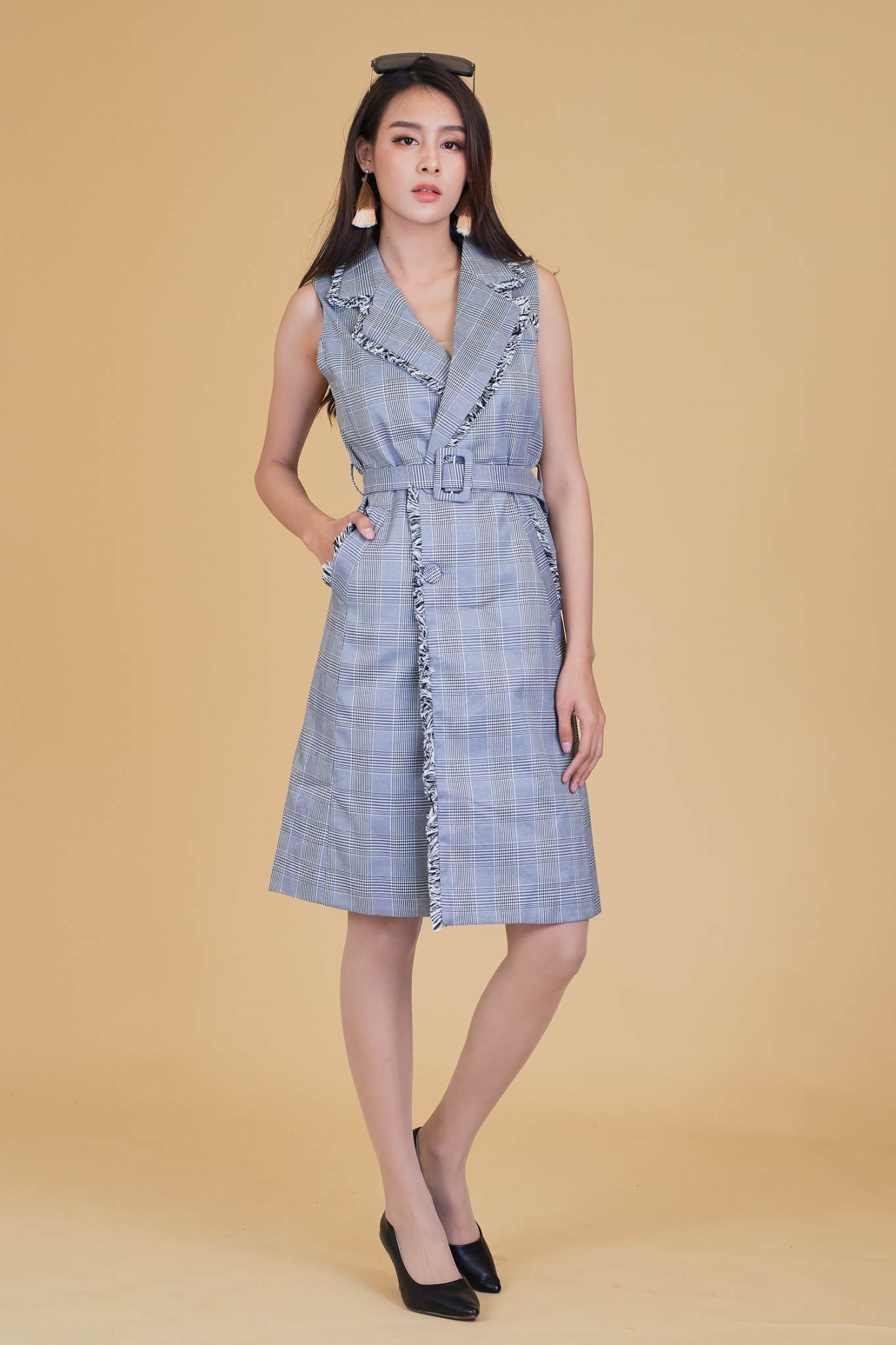 เดรสยาวลายสก็อต Grace Long vest (S-L) #1807