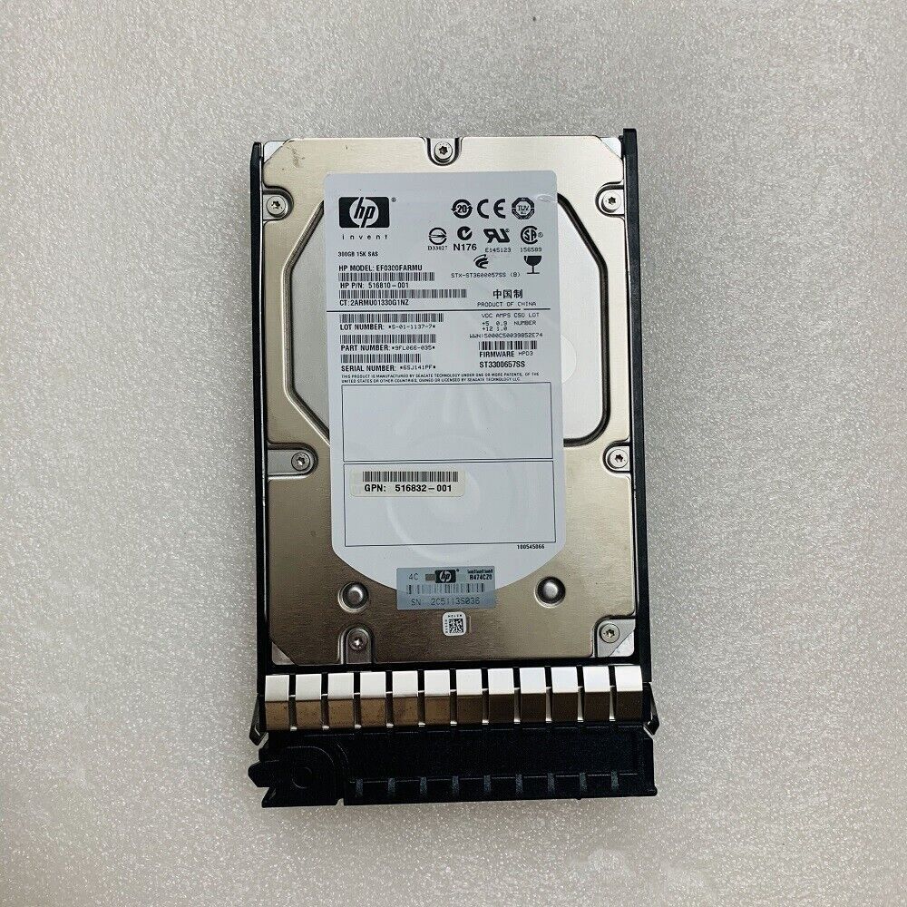 HP 300GB 15K SAS 6G 3.5" Hard Drive // HDD 516810-001 / GPN 516832-002 / ST3300657SS / EF0300FARMU / Tray 517350-001 (Used) // สินค้ารับประกัน โดย บริษัท อะไหล่เซิร์ฟเวอร์ จำกัด