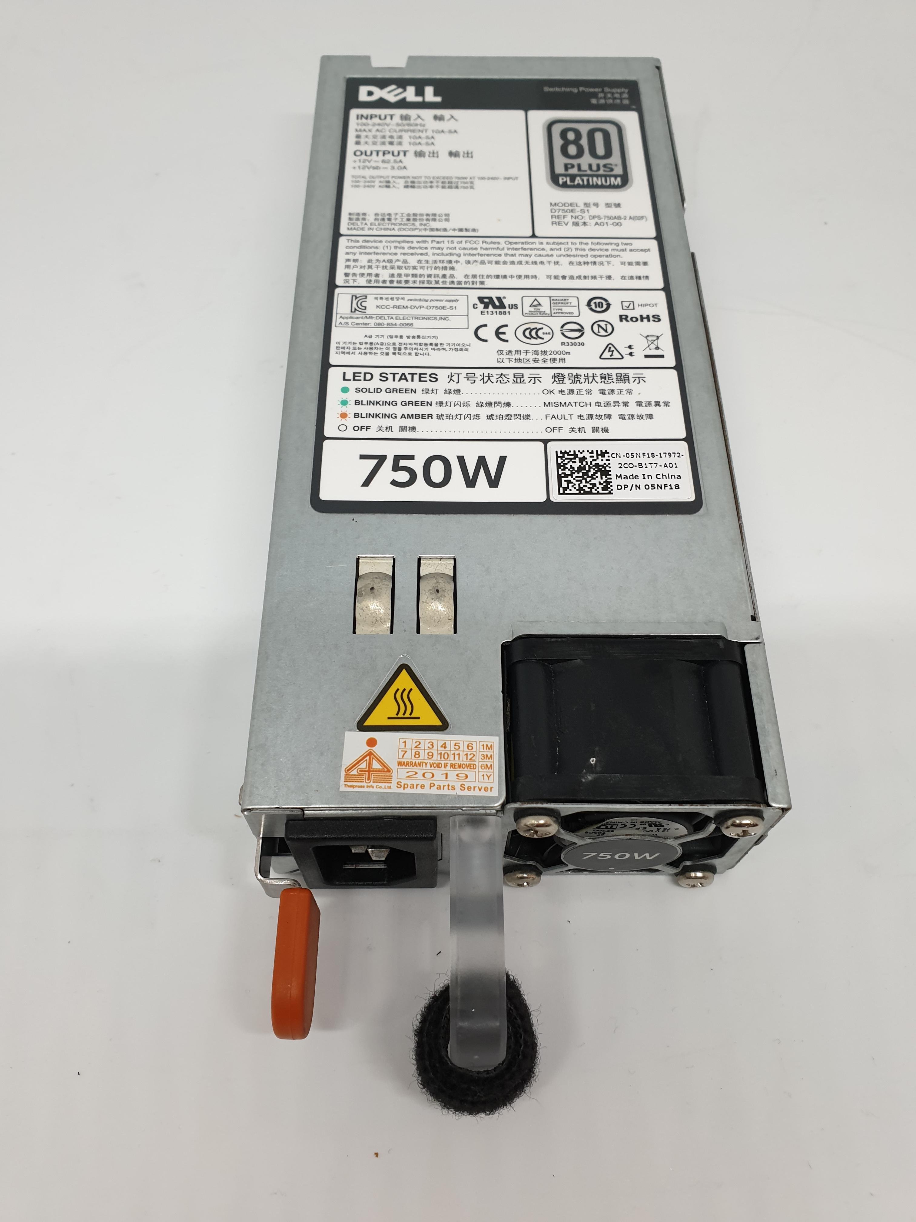 Dell 09PXCV Server Power Supply 90PXCV 750 Watt d750e-s1 For PowerEdge R620 R720 (Used) // สินค้ารับประกัน โดย บริษัท อะไหล่เซิร์ฟเวอร์ จำกัด