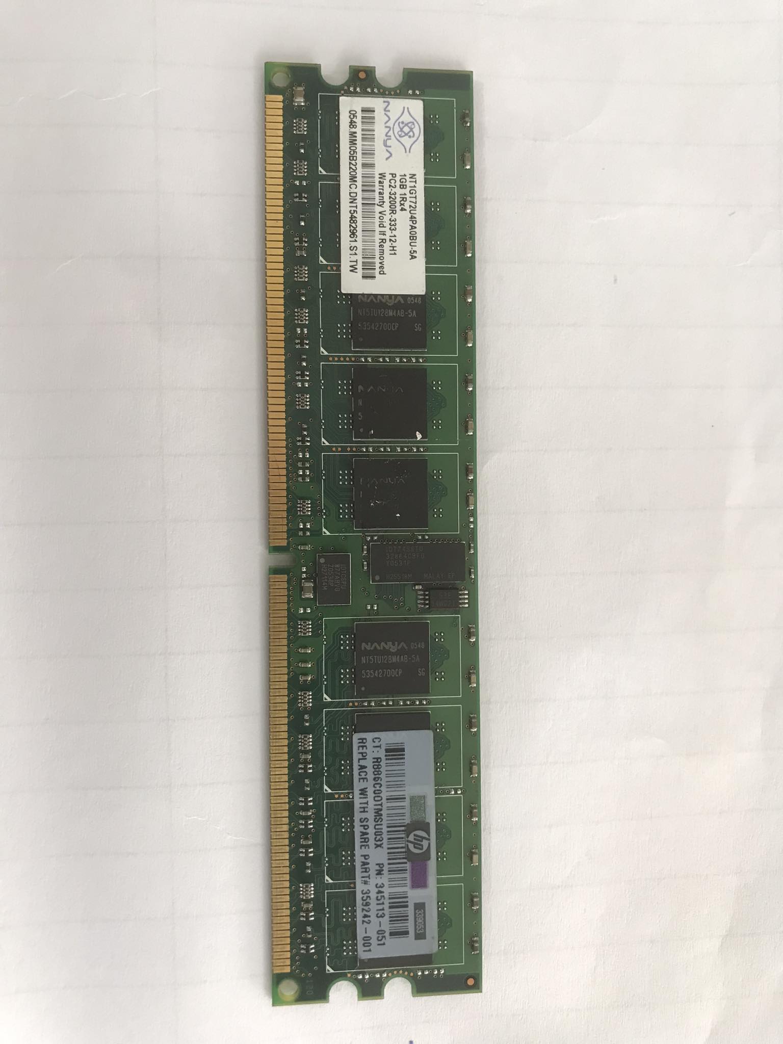 HP Memory 1GB 1RX4 PC2 3200R DDR2 / 345113-051 / 359242-001 (Used) // สินค้ารับประกัน โดย บริษัท อะไหล่เซิร์ฟเวอร์ จำกัด