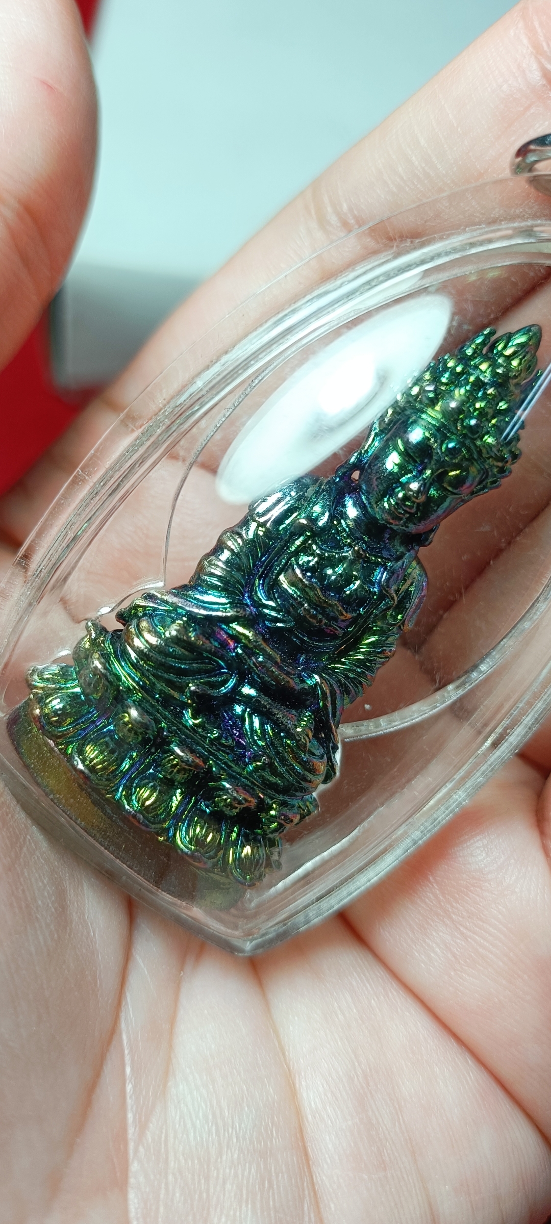 มหายันต์พระกริ่งแร่เหล็กไหลพิมพ์อวโลกิเตศวร เจ้าแม่กวนอิม สีปีกแมลงทับ อาจารย์หม่อมนิรนามไตรภูมิ