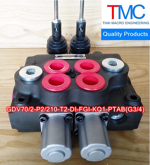 ไฮโดรลิกคอนโทรนวาวล์2แกน6หุนมีcarry over(70-80L)(4,500Psi/310Bar)Quality Products GDV70/2-P2/210-T2-DI-FGI-KQ1-PTAB(G3/4)