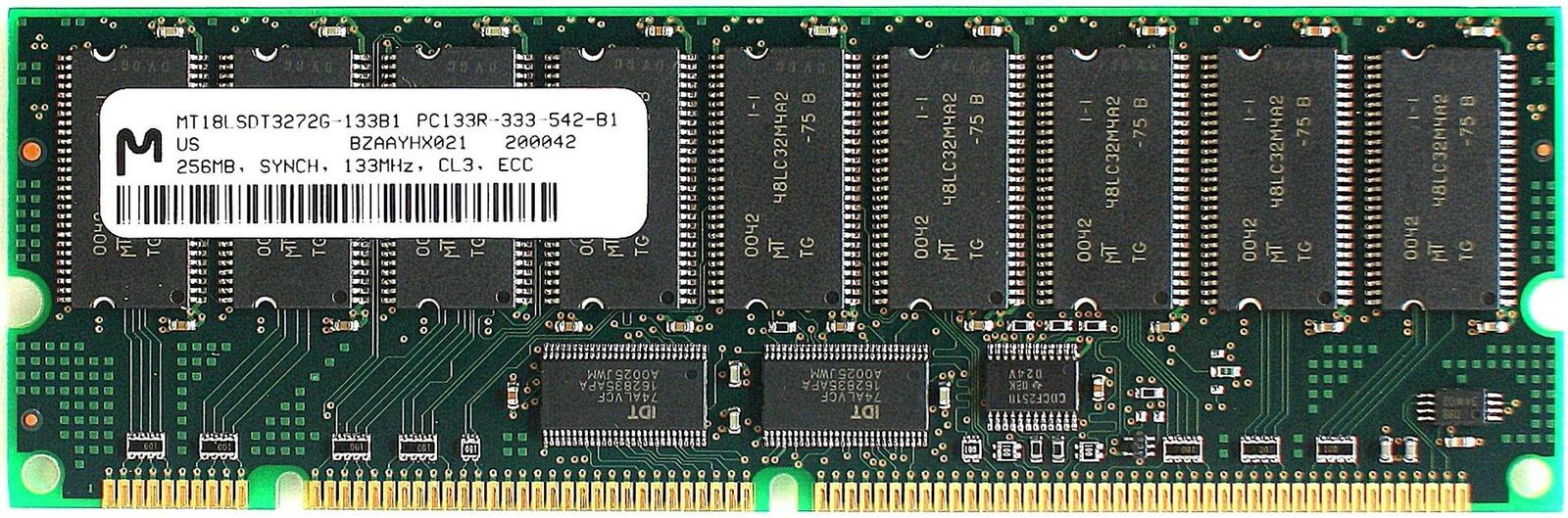 Micron 256MB PC133R-333 133MHZ CL3 ECC Server RAM Memory / MT18LSDT3272G-133B1 (Used) // สินค้ารับประกัน โดย บริษัท อะไหล่เซิร์ฟเวอร์ จำกัด