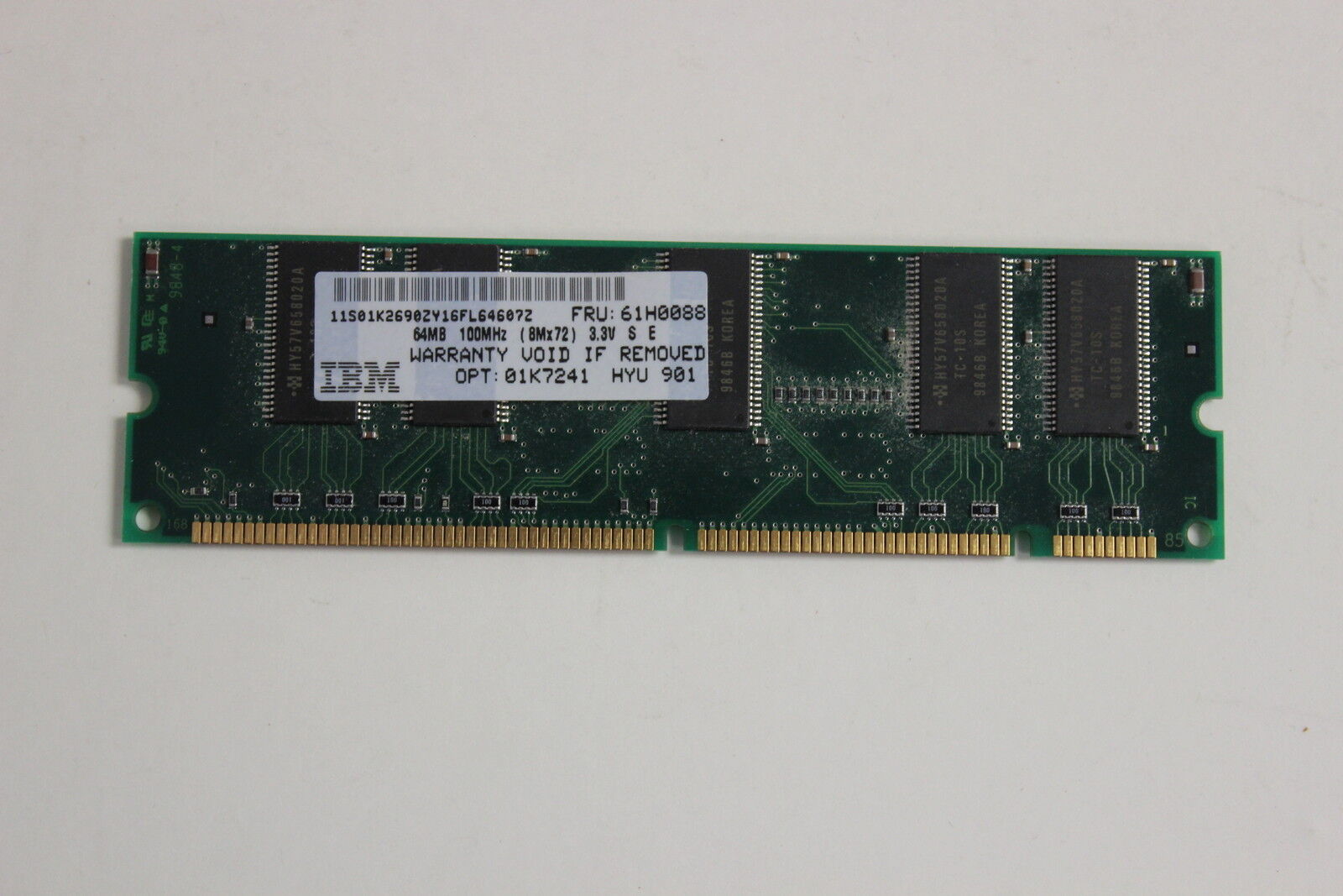 IBM 64MB PC100 168 PIN 100MHZ 3.3V DIMM Memory / 61H0088 / 01K7241 / HYM7V75AE801 // (USED) สินค้ารับประกัน โดย บริษัท อะไหล่เซิร์ฟเวอร์ จำกัด