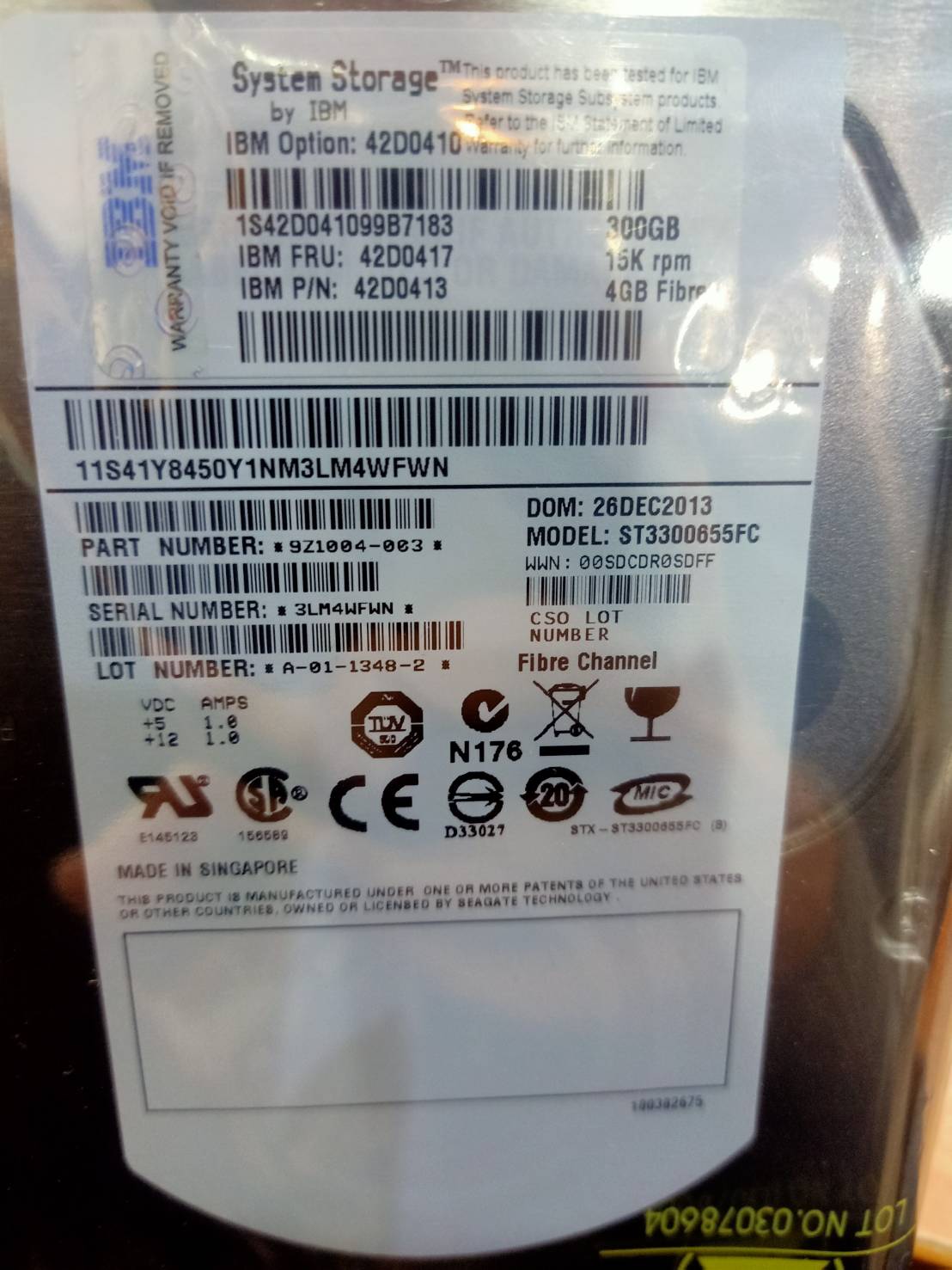 IBM 300GB FC 15K 4GB 3.5" HDD // 42D0417 / 42D0410 / 17P8734 (Used) // สินค้ารับประกัน โดย บริษัท อะไหล่เซิร์ฟเวอร์ จำกัด