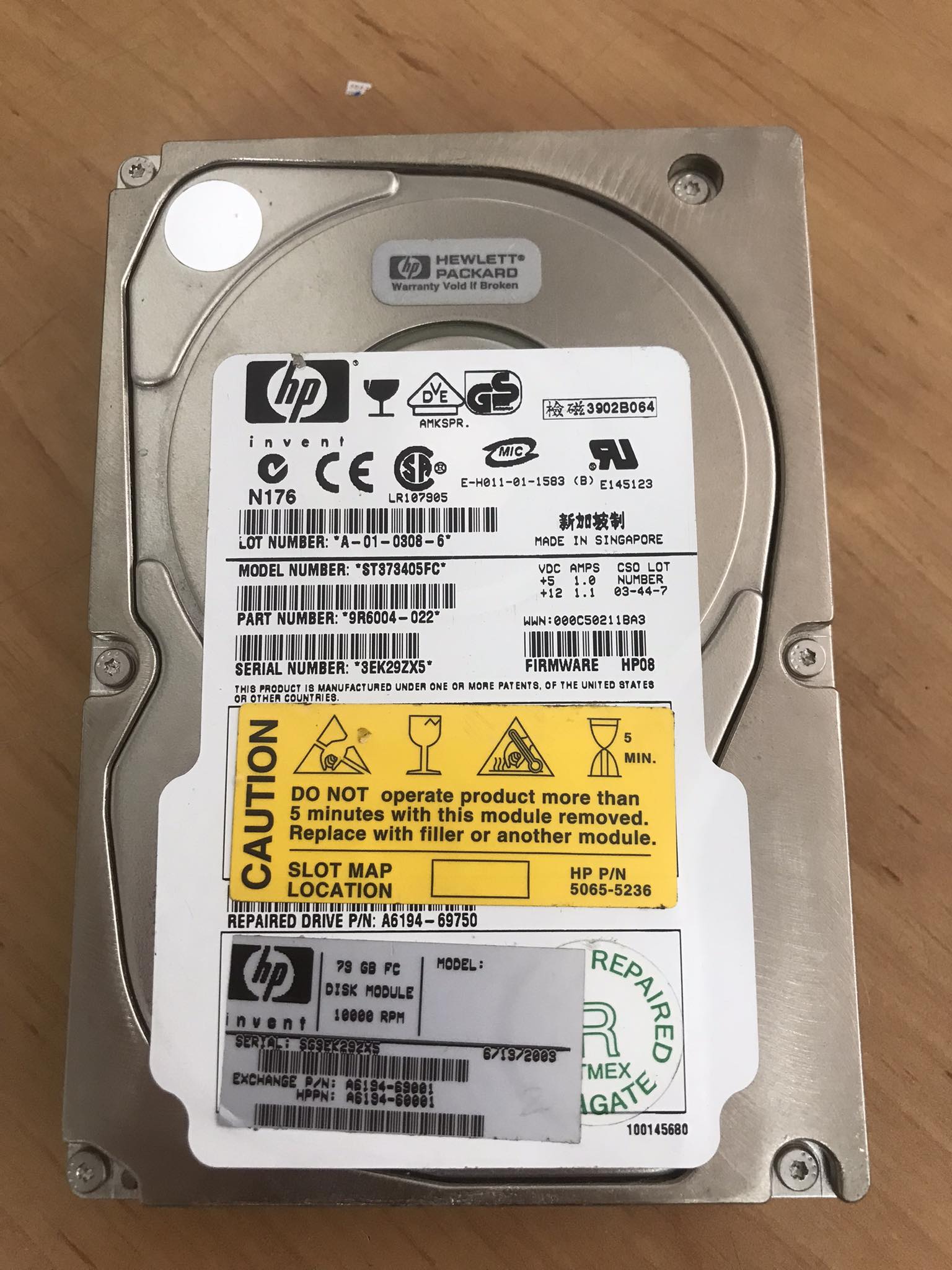 HP 73.4GB 10K FC DS2405 HDD // A6194-69001 / A6194-60001 / A6194-69750 / ST373405FC (Used) // สินค้ารับประกัน โดย บริษัท อะไหล่เซิร์ฟเวอร์ จำกัด