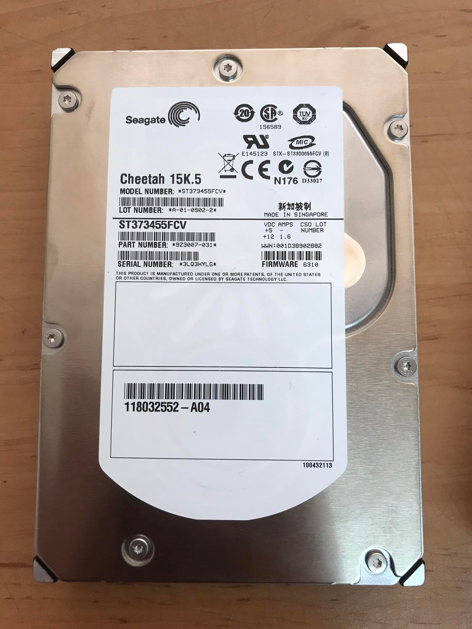Seagate Cheetah 15K.5 Fibre / Fibre Channel Hard Drive 73GB 15000RPM // ST373455FCV / 118032552-A04 NO TRAY (Used) // สินค้ารับประกัน โดย บริษัท อะไหล่เซิร์ฟเวอร์ จำกัด
