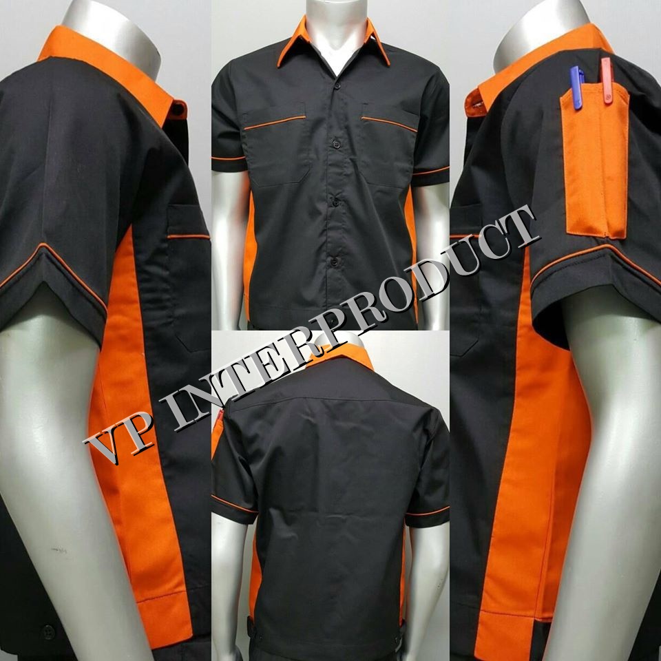 เสื้อช่าง 2 สี เเขนสั้น ผ้าคอมทวิว ไซร์ M-XXL มีสต็อก สินค้าจากโรงงานมาเอง