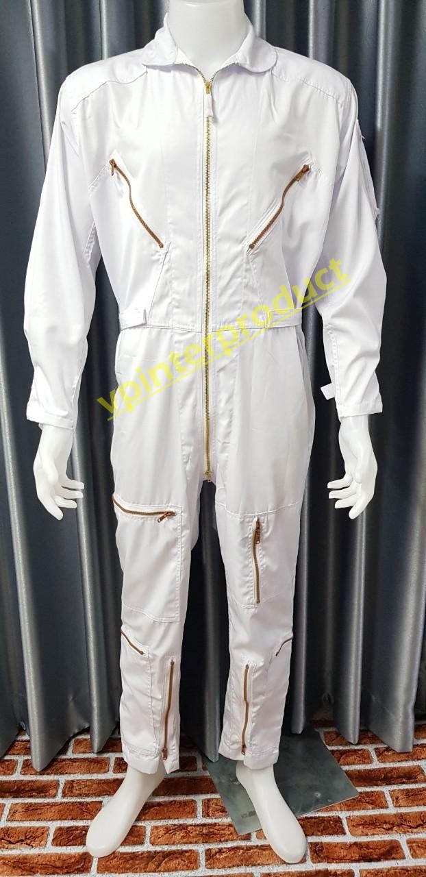 ชุดหมีแขนยาว-ขายาว แต่งซิป M,L,XL ผ้าคอมทวิว ไม่กันสะเก็ดไฟ